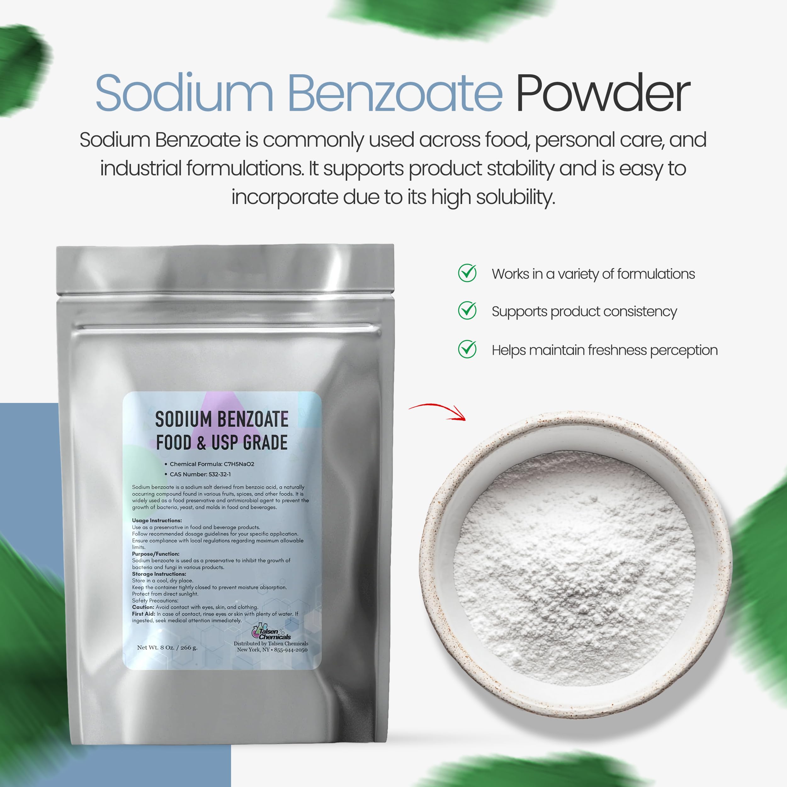 Sodium Benzoate USP Grade Additive and Preservative by Talsen Chemicals 8 Ounce 226 Gram product thumbnail 4