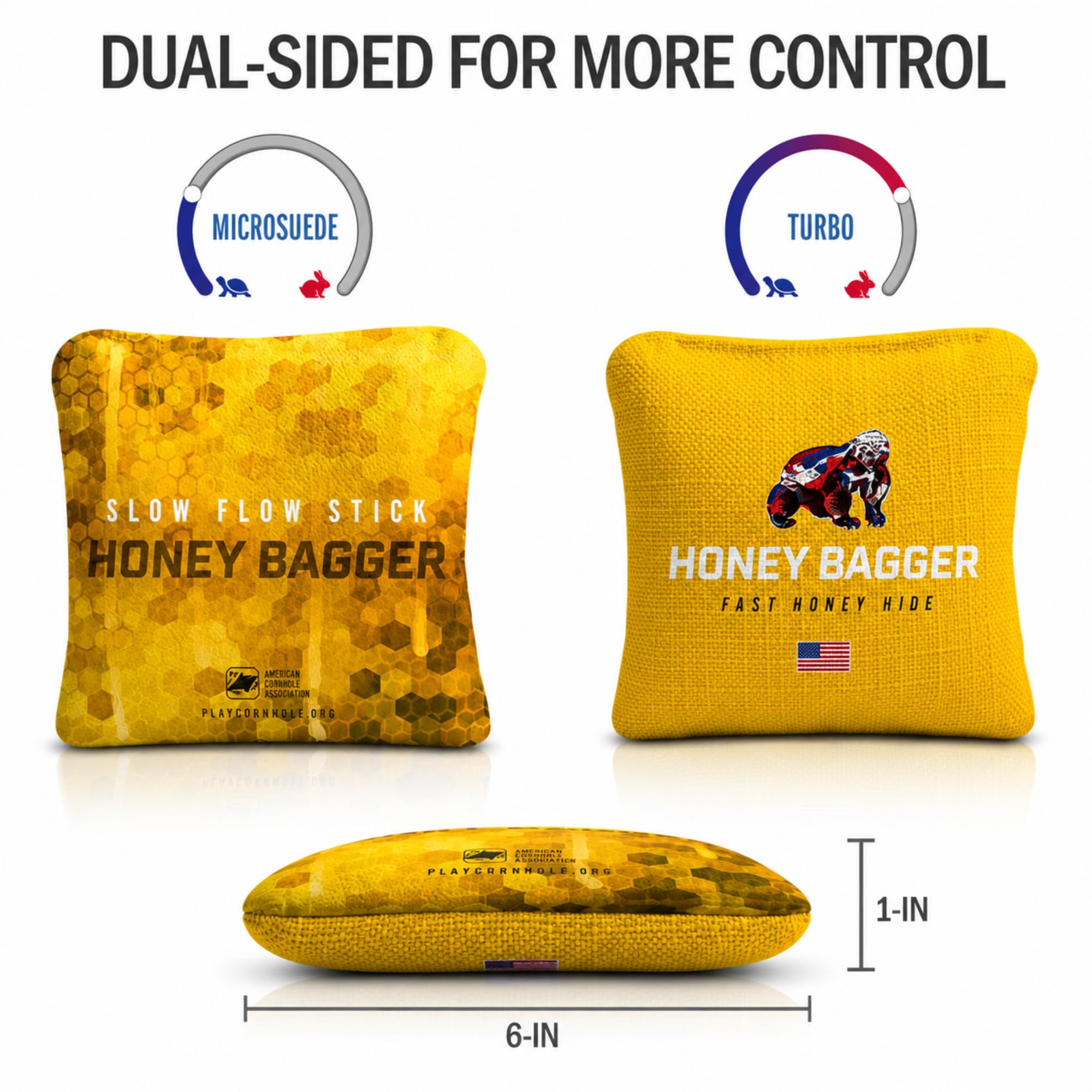 Juego de 4 bolsas de Cornhole de doble cara Synergy Pro aprobadas por la ACA