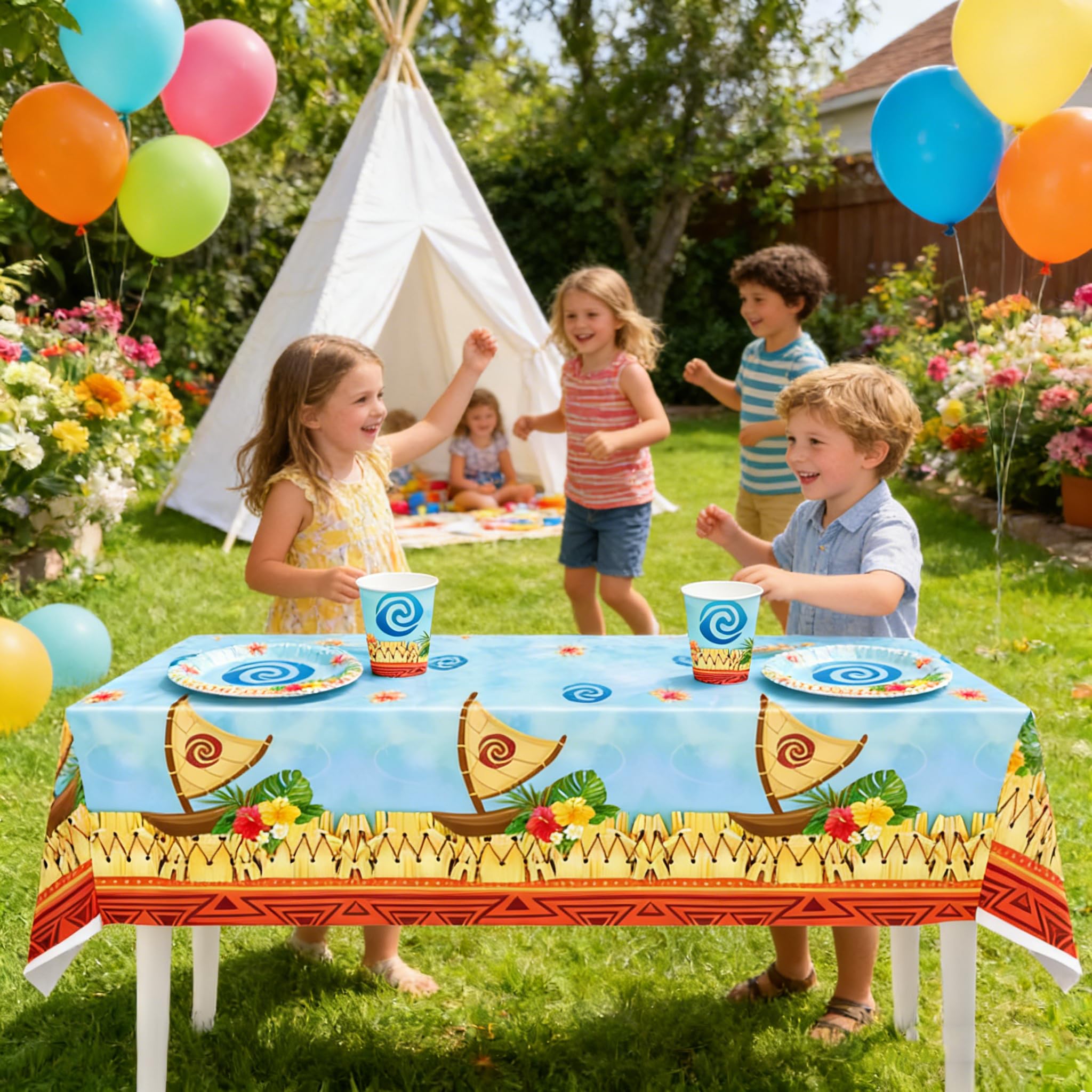 61 pezzi Set di stoviglie a tema Moana, articoli per feste Oceanic Adventure, festa di compleanno in stile hawaiano, per un massimo di 20 ospit