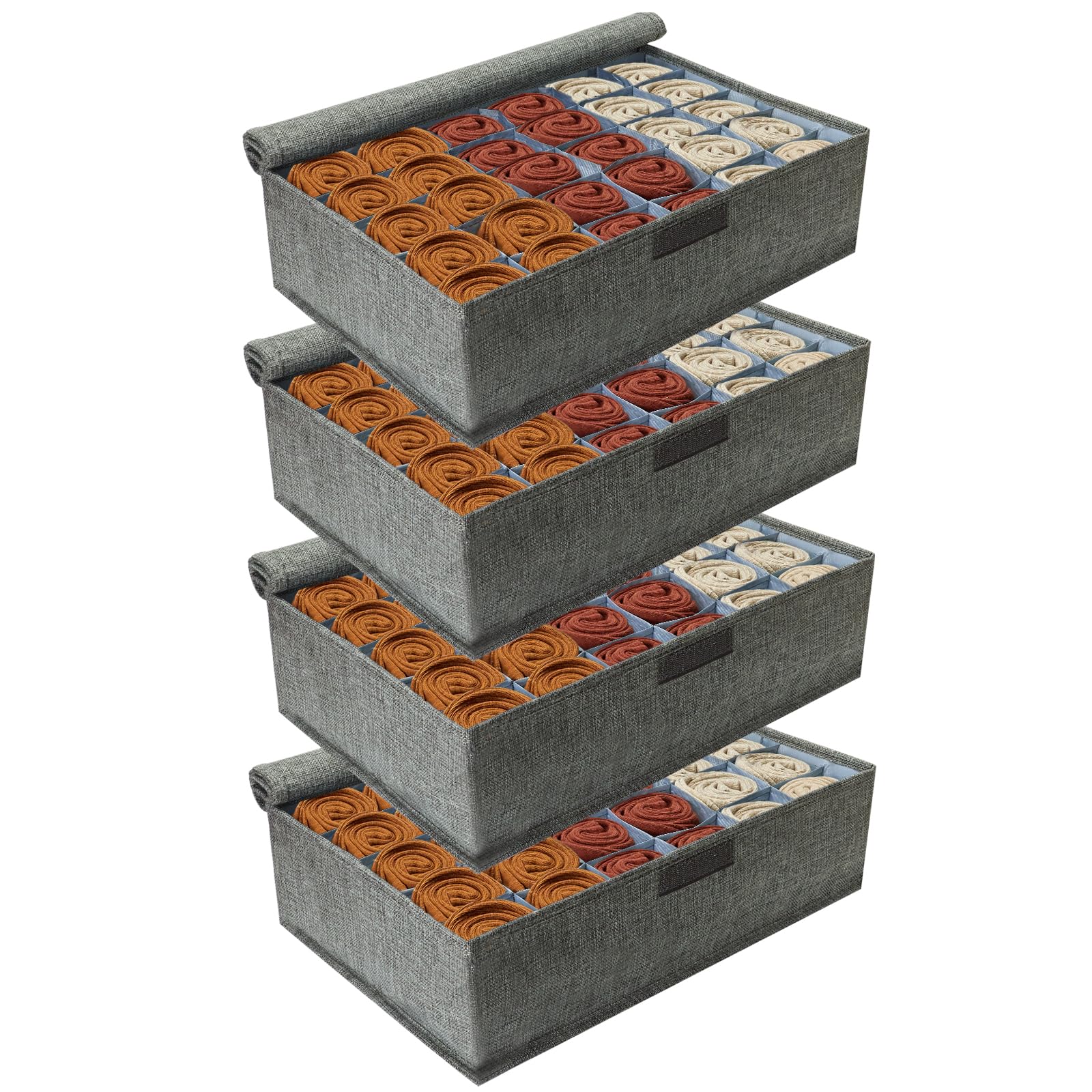 Socken-Organizer Mit Deckel – 30 Fächer, Faltbar, Für Schubladen, Größe 43x28 Cm