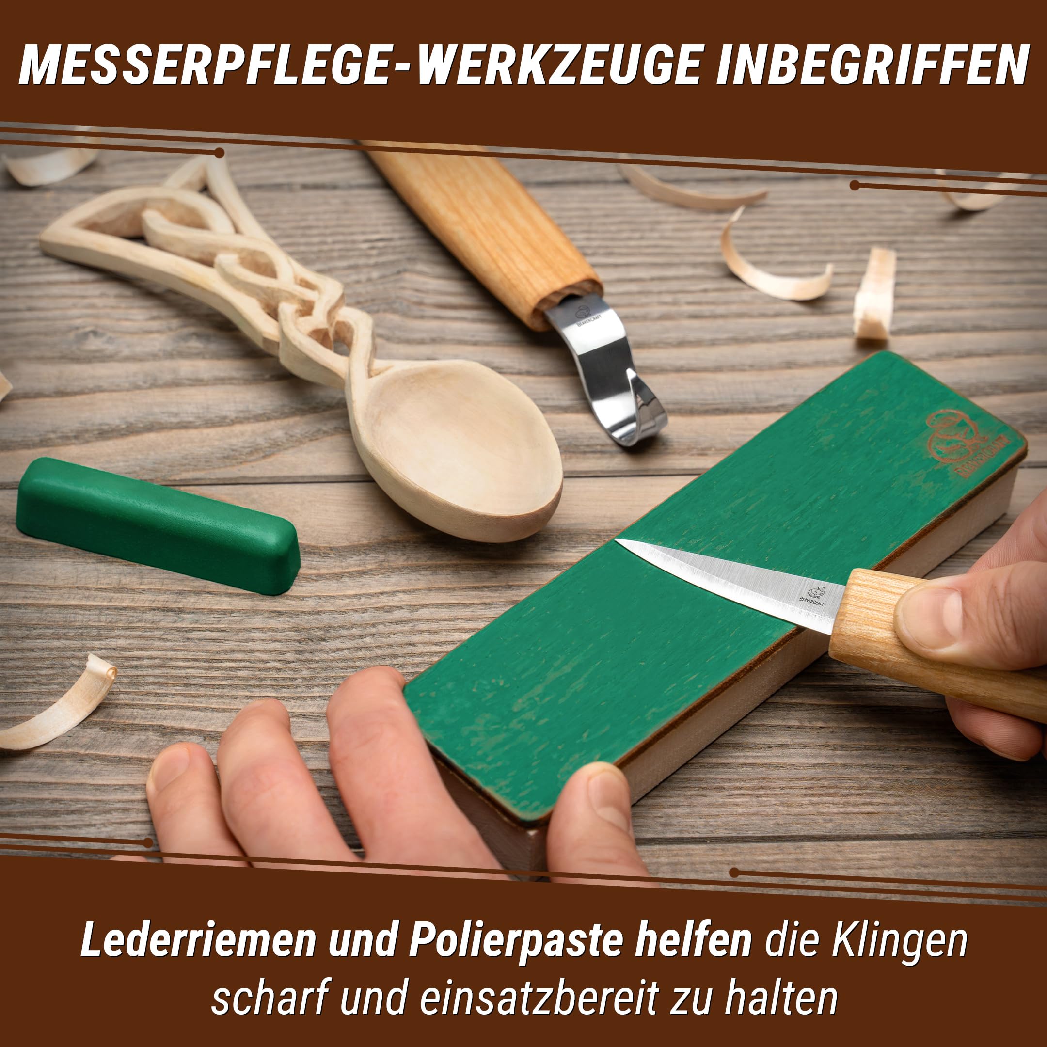BeaverCraft - Löffelschnitzset für Anfänger DIY04 - Holzschnitzerei Schnitzel Hobby Kit für Erwachsene und Jugendliche