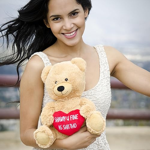 Miniatura 3 de Oso de peluche gracioso Hollabears con texto en inglés "Shawty u fine as shit tho teddy bear", para el día de San Valentín regalo para novia, novio