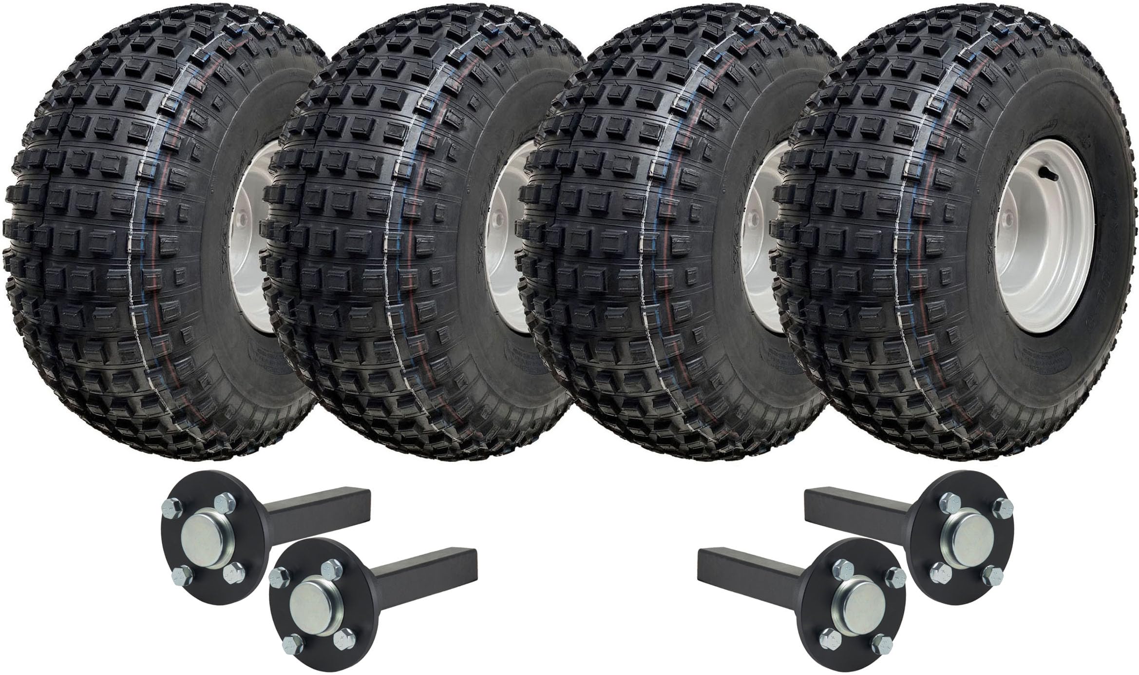 Parnells - Kit Rimorchio Quad ATV a Doppio Asse, 4 Pneumatici e Ruote Wanda, 22x11.00-8 + 4 Assi Mozzo/Mozzo, 128,7 Km/H, 616 kg, Senza Intoppi, 4 Strati P323 Wanda, Omologato per la Strada