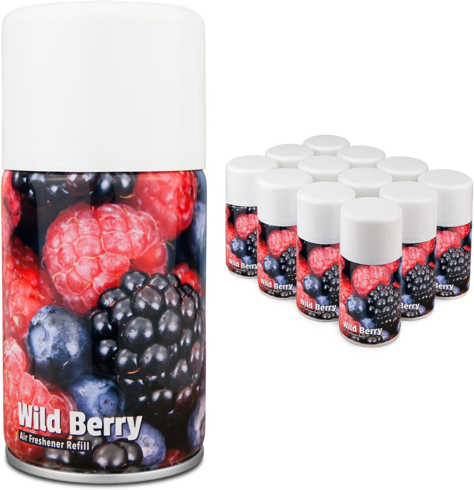 DripDropDryAir Freshener Aerosol Refill Cans - Automatic Dispenser Refills - Wild Berry - 12 x 270ML Cans