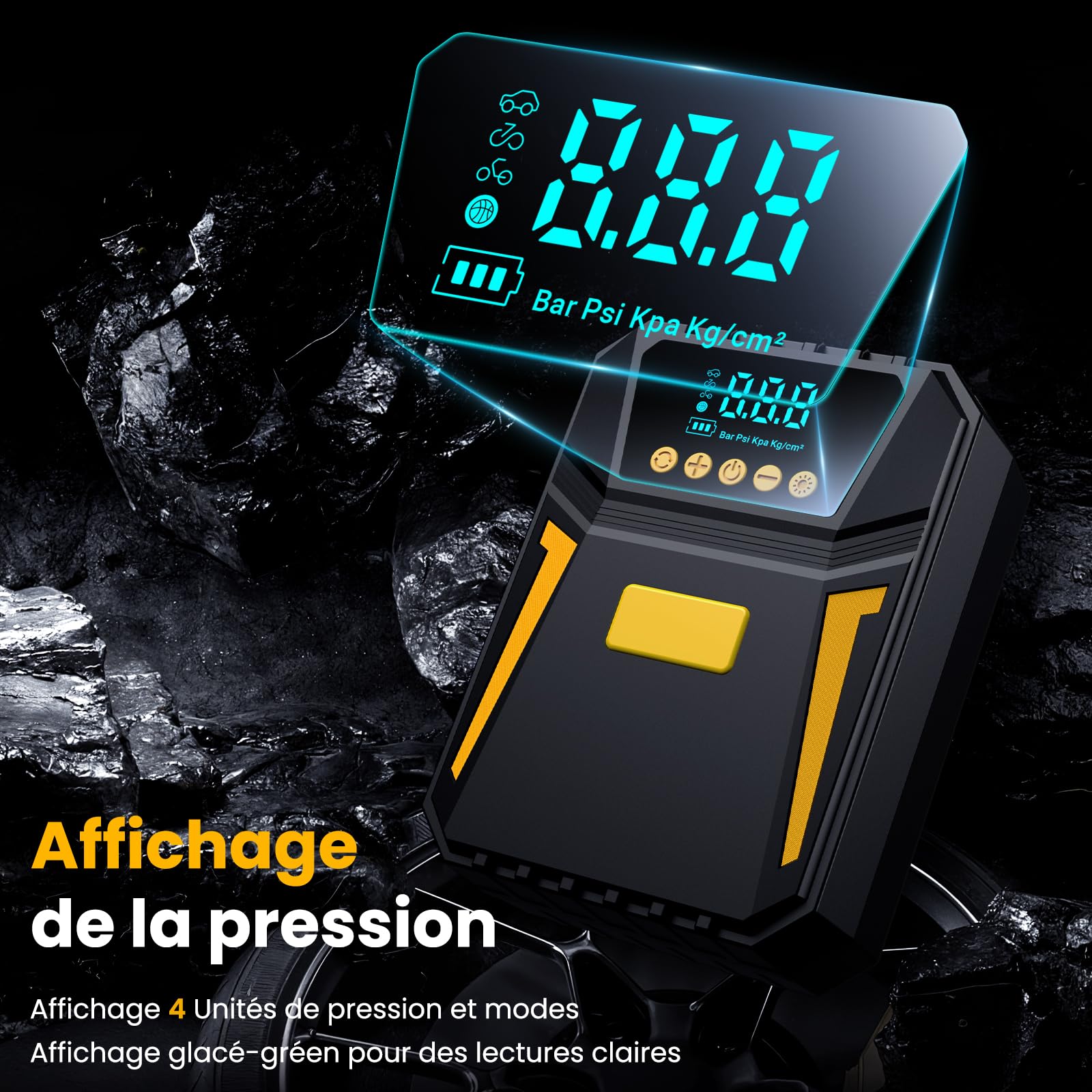 Gonfleur Pneus Voiture, Compresseur à Air Portatif, Gonfleur Pneus 12V, Compresseur Voiture 150 PSI, Pression Pneu Préréglée et Arrêt Automatique, pour Voiture/Vélos/Motos/Ball, St-Valentin
