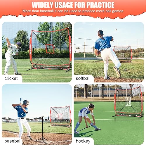 Miniatura 6 de Red de práctica de sóftbol de béisbol de 6 x 6 pies, respaldo de béisbol, para golpear lanzar, batear y atrapar con marco de arco, zona de golpe de