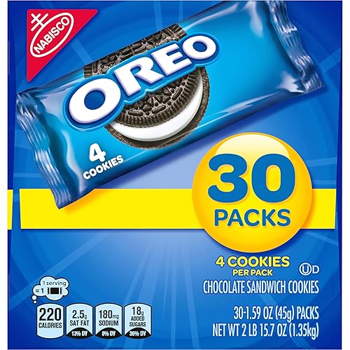 Miniatura 18 de OREO - Galletas de sándwich de chocolate, 30 paquetes de snack de 1.59 oz
