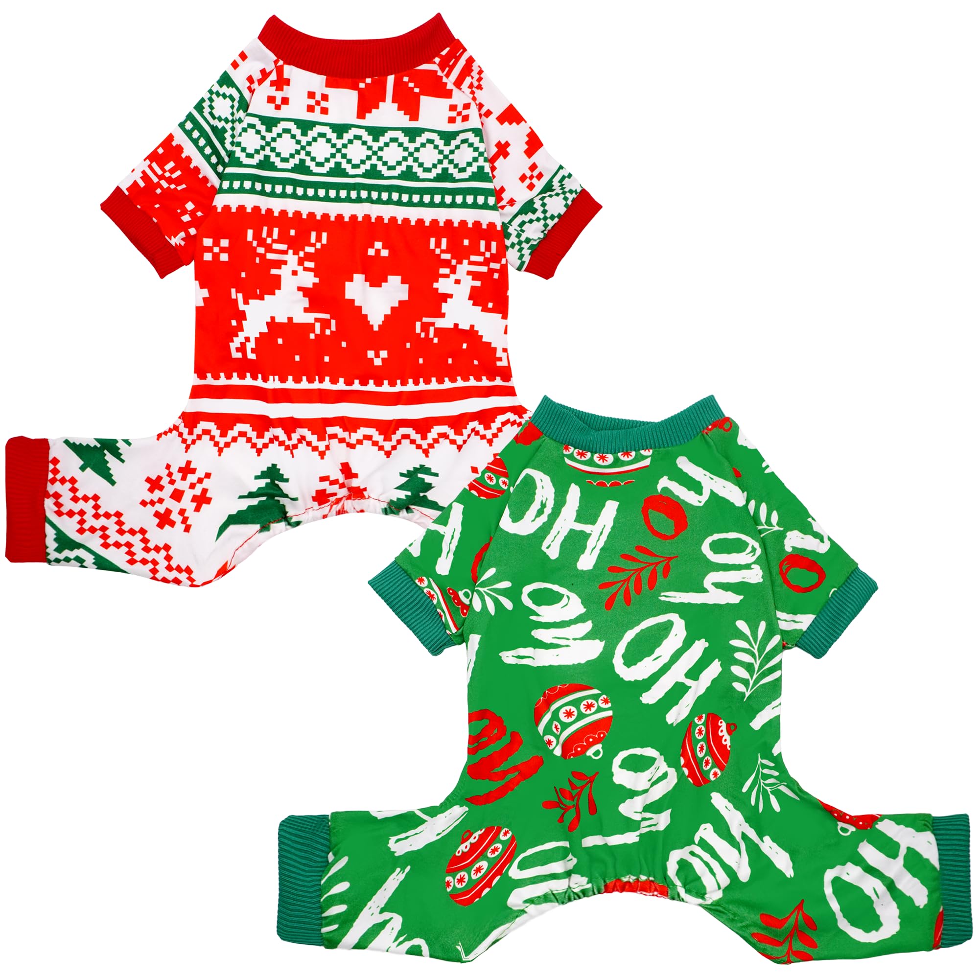JpGdn 2PCS Christmas Dog Pyjamas XXXL for Large Breed Dogs Pjs Onesies Outfits Pet Jammies Boy Girl Male Female Pajamas Snowflake Elk Pattern Christmas Clothing Accessories XXXL — image 1