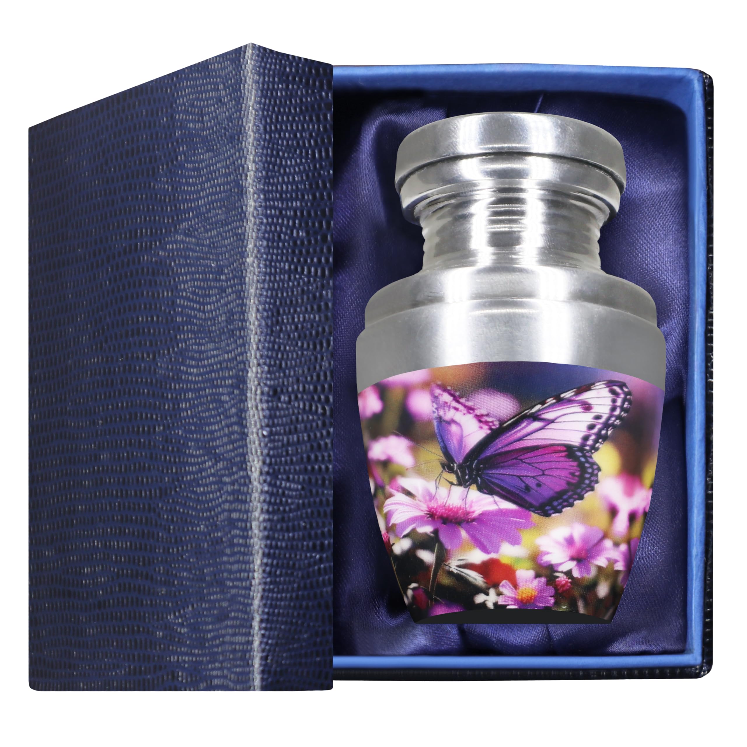 M MEILINXU Purple Urn for Ashes, Butterfly Keepsake Urn, Mini Memorial