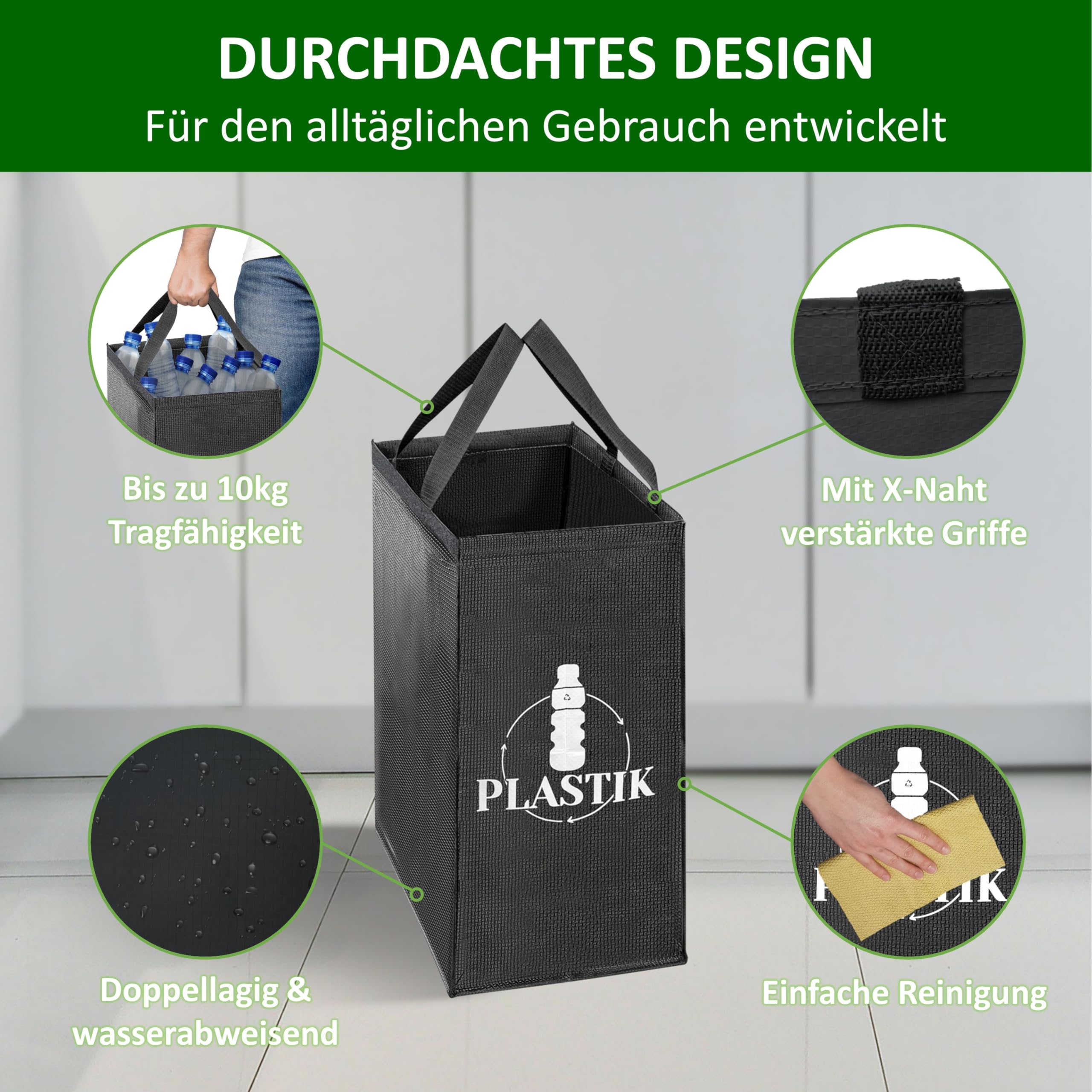 Sistema Di Raccolta Differenziata 3 Scomparti - Per Carta, Vetro E Plastica | Organizer Ecologico - Foto 8