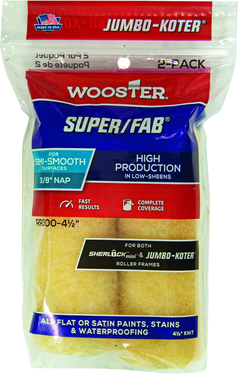 Wooster Brush RR30041/2 JumboKoter Super/Fab Roller 3/8Inch Nap, 2