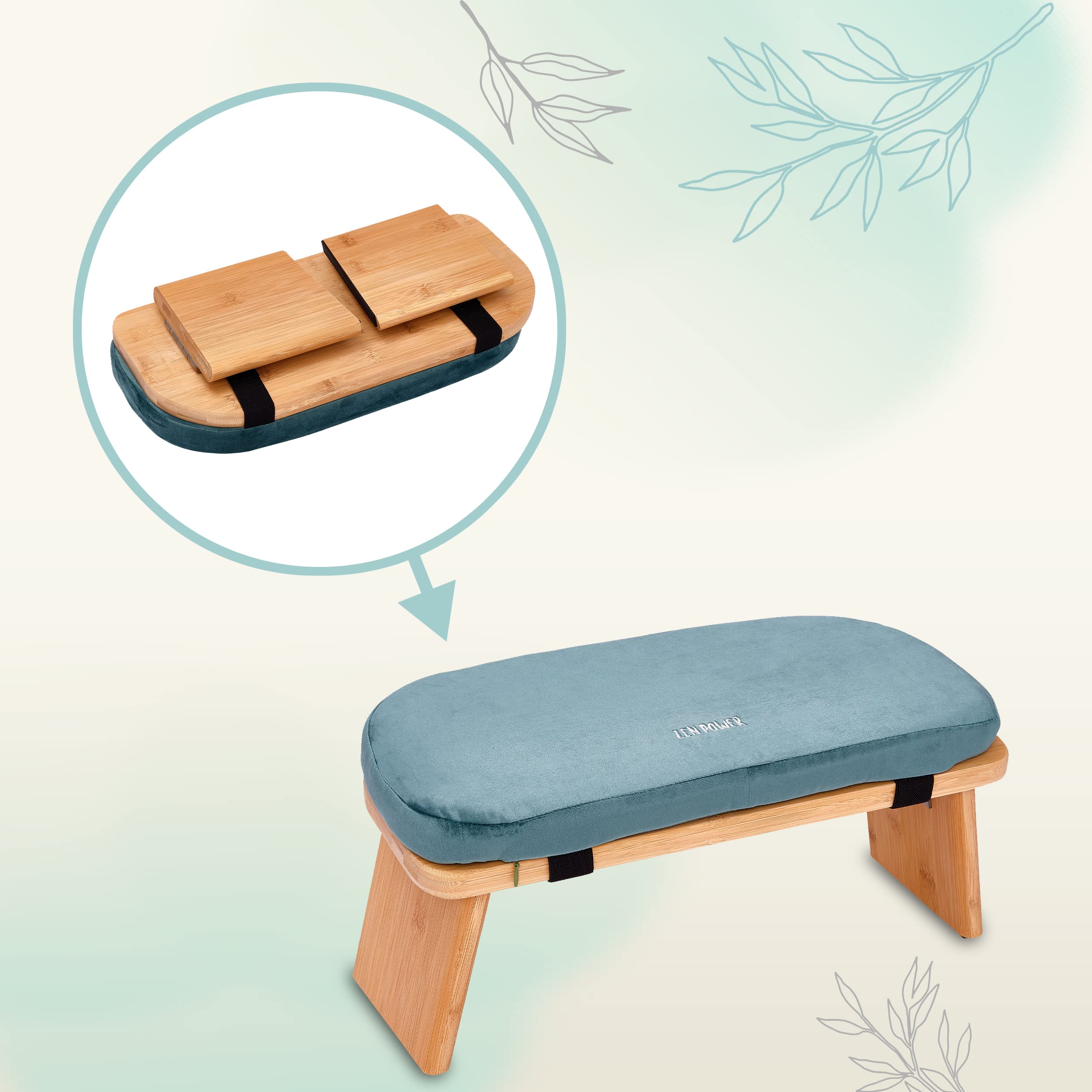 Banco de Yoga – Taburete de Yoga Plegable de Madera – Banco de Meditación Ergonómico – Taburete de Oración – Accesorios de Yoga Cómodos y Suavemente Acolchados