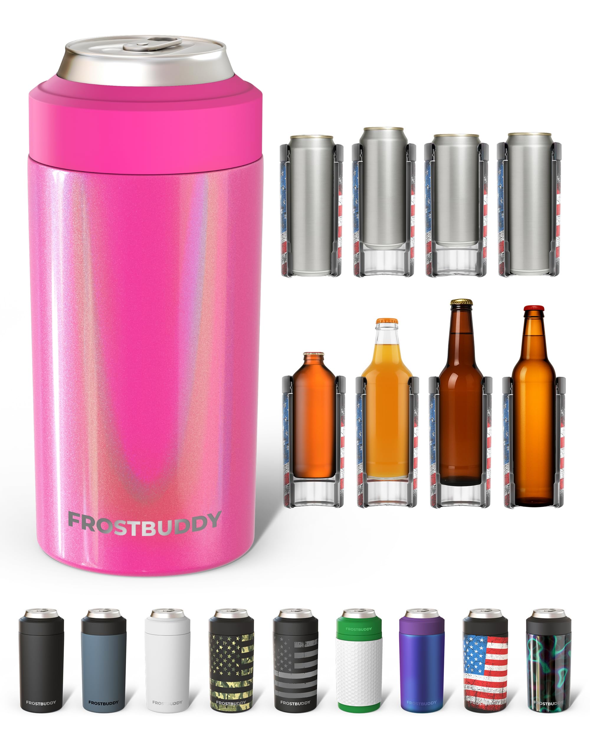 Frost Buddy Universal Can Cooler, Stainless Steel, Love Sparks