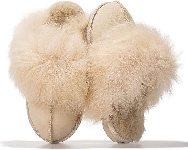 Project Cloud 100% Australian Sheepskin Scuff Slippers for Women - Genuine Shearling Memory Foam Slides for Women mules for women - Non-Slip Womens Slippers (Ryann)