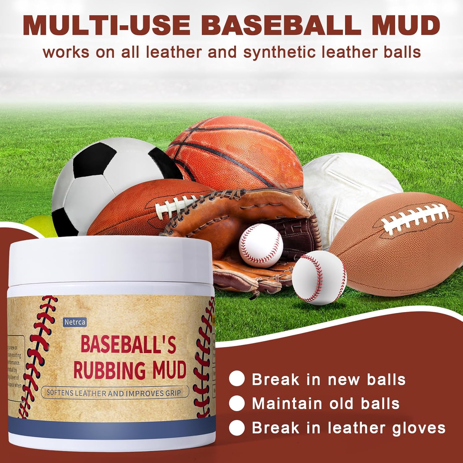 Baseball Mud for Softening, Darkening Leather, Enhancing Grip, Reduces Shine on New Balls | Baseball Rubbing Mud Original Formula for Game-Ready Leather & Synthetic Baseballs