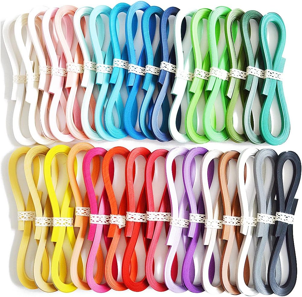 JUYA Quilling Strips Set, 32 Colors 1280 Strips, Made with Japanese TANT Paper – 3mm / 0.12 in Width