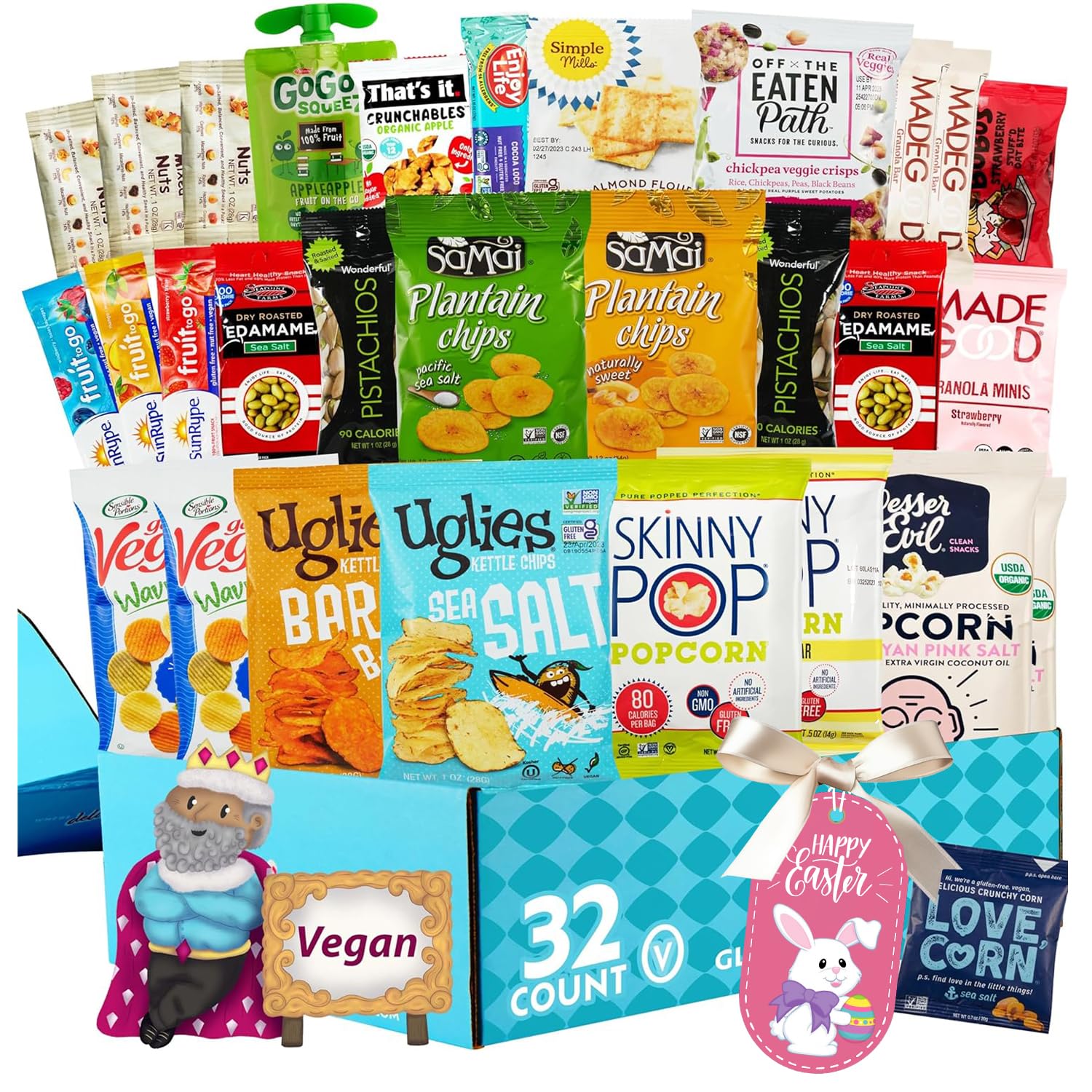 Gluten Free Palace Deluxe Snacks Variety Pack – Vegan Easter Gift Basket – Healthy Snack Box for Adults, Teens & College Students – Gourmet Treat Assortment Gift Basket for Business, Birthday, & Corporate (32 Count)