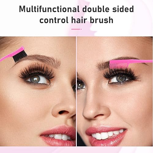 Miniatura 4 de Remerry Juego de cepillos para el cabello, 12 piezas, incluye cepillos de nailon para burlas, cepillo de borde de pelo de doble cara, peine suave,