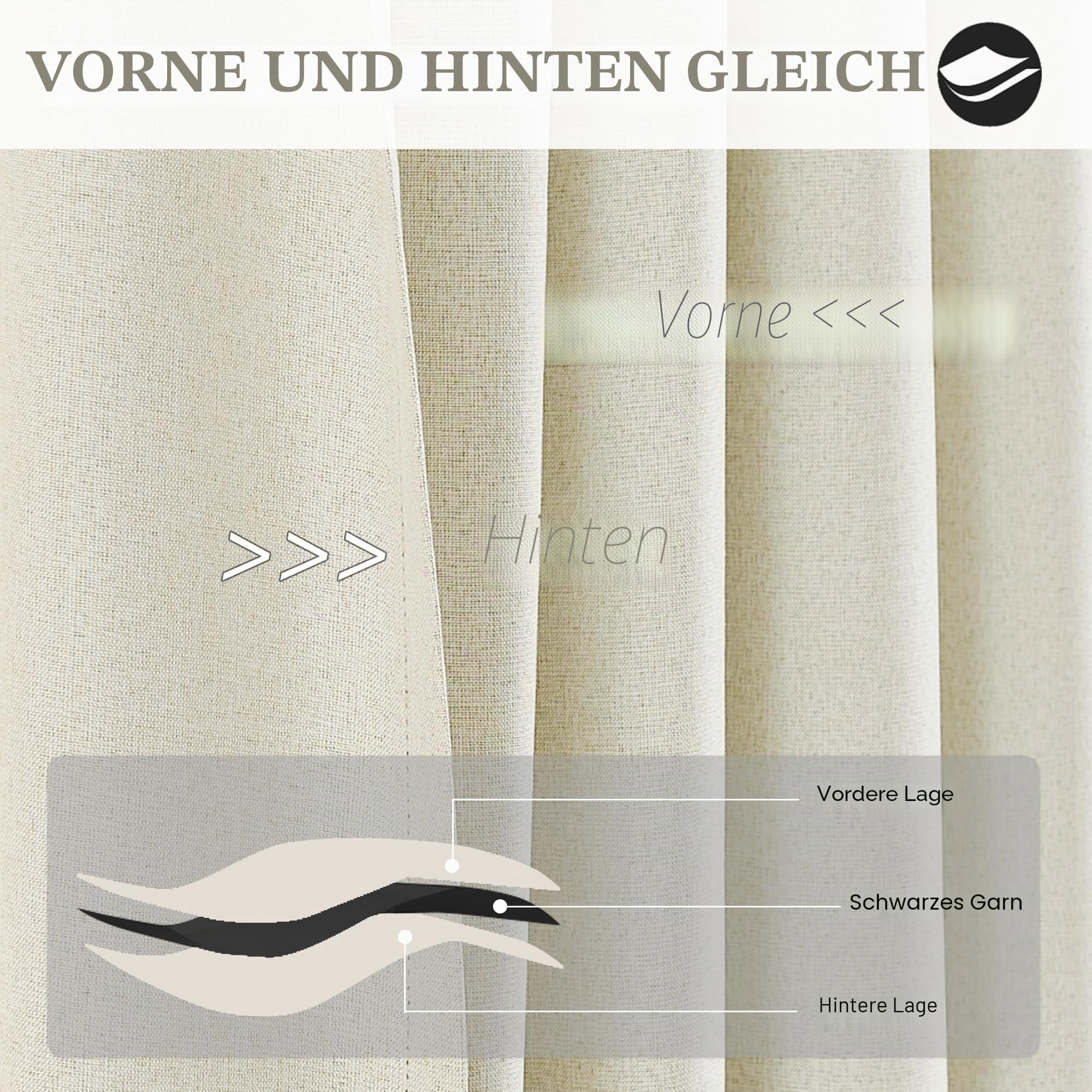 DUALIFE 2 extra Lange Leinen-Vorhänge, Länge 332 cm, mit Schlaufe auf der Rückseite, verdunkelnd, hoch, vom Boden bis zur Decke, 2-stöckige Vorhänge für Terrasse, Schiebetür, Villa, Flur, Theater, 30