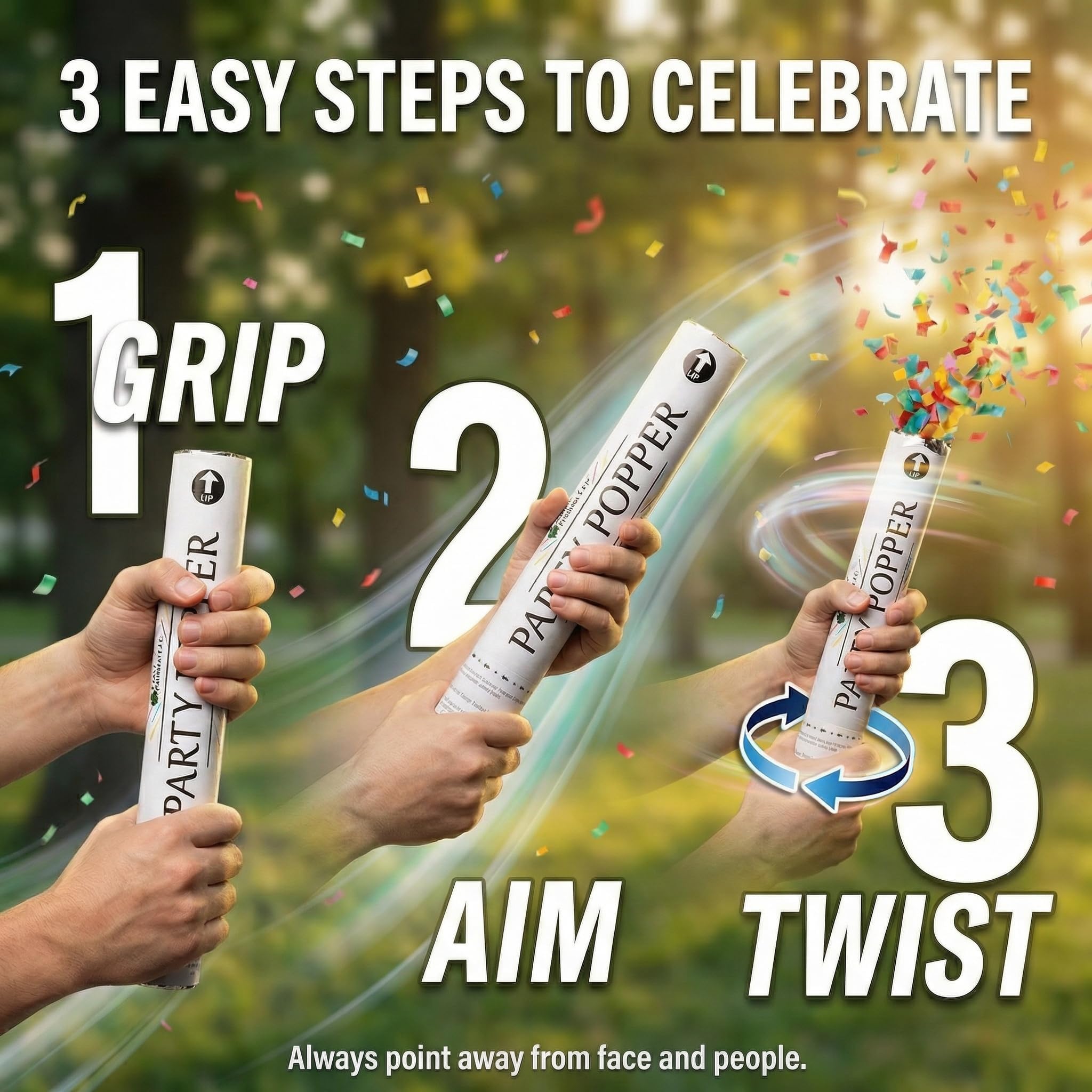 Clover Products duże działo do konfetti ślubnego premium – 6 sztuk biały biodegradowalny papierowy pojemnik na konfetti | 20-25 stóp | Party Poppers na ślub lub na każdą okazję