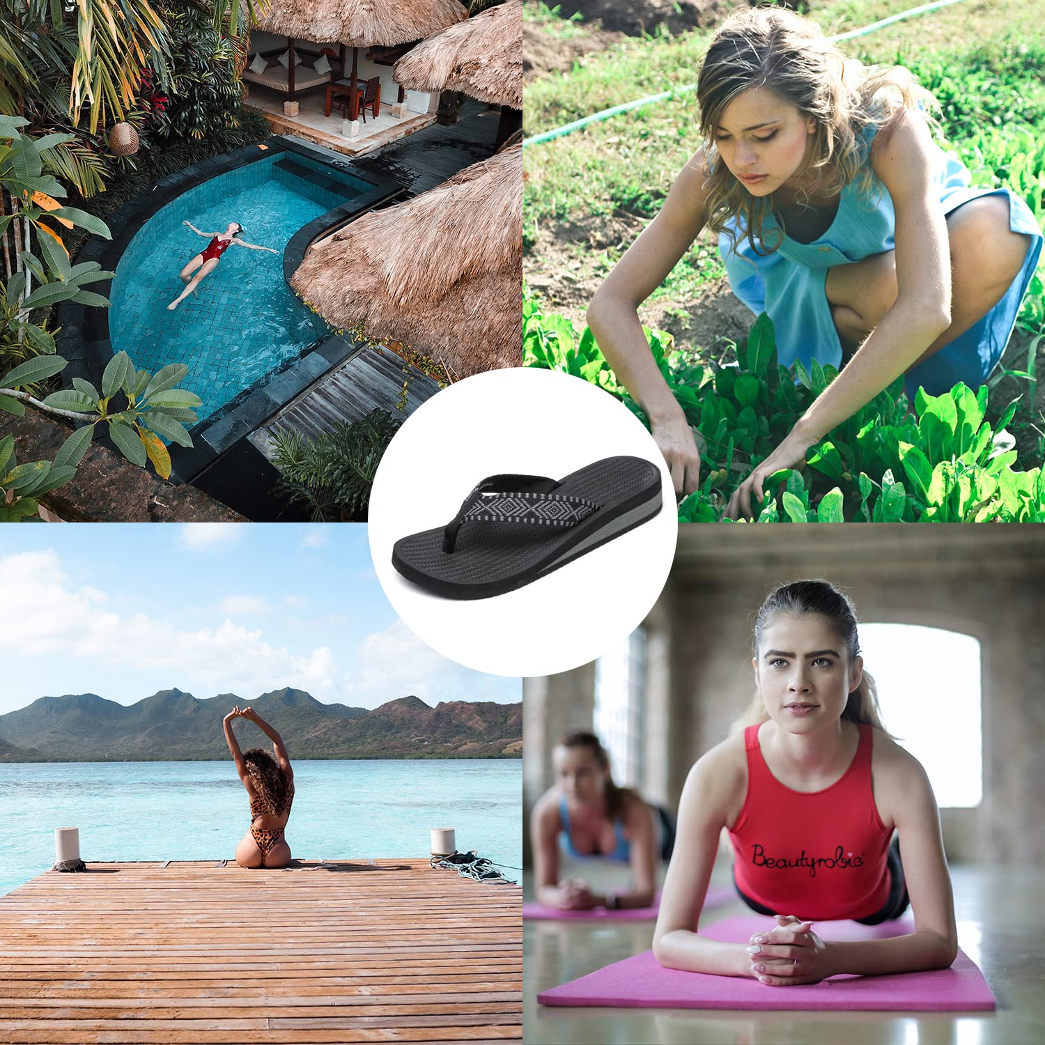 ChayChax Chanclas de Cuña para Mujer Sandalias de Playa Antideslizante