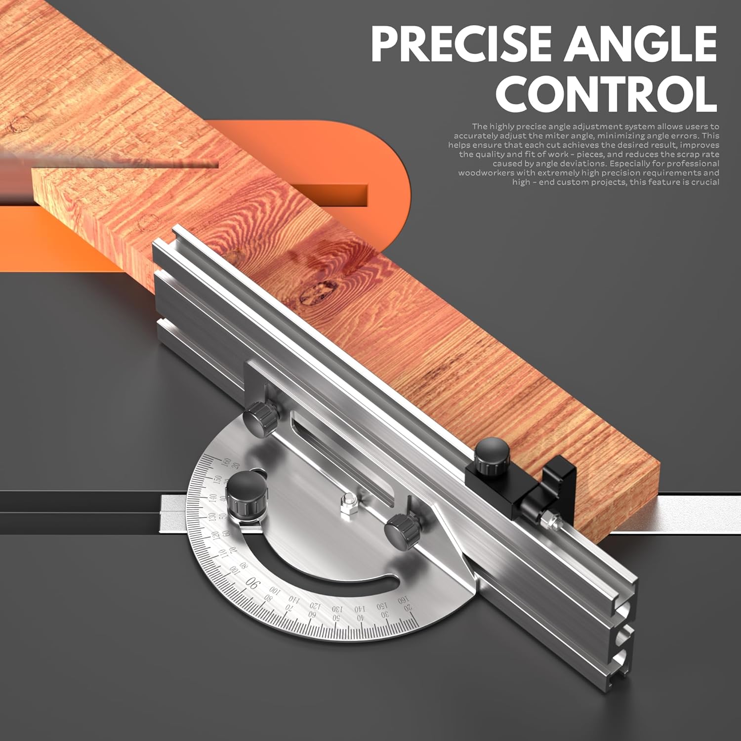 Precision Miter Gauge, Miter Gauge for Table Saw, with Miter Gauge Fence and Limit Stopper, 20-160° Angle Stops, Adjustable for Bandsaw Router Table, 250mm x 300mm