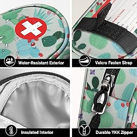 SITHON EpiPen Medical Carrying Case Insulated, Travel Medication Organizer Bag Emergency Medical Pouch Holds 2 EpiPens, Asthma Inhaler, Anti-Histamine, Auvi-Q, Allergy Medicine Essentials, Cactus