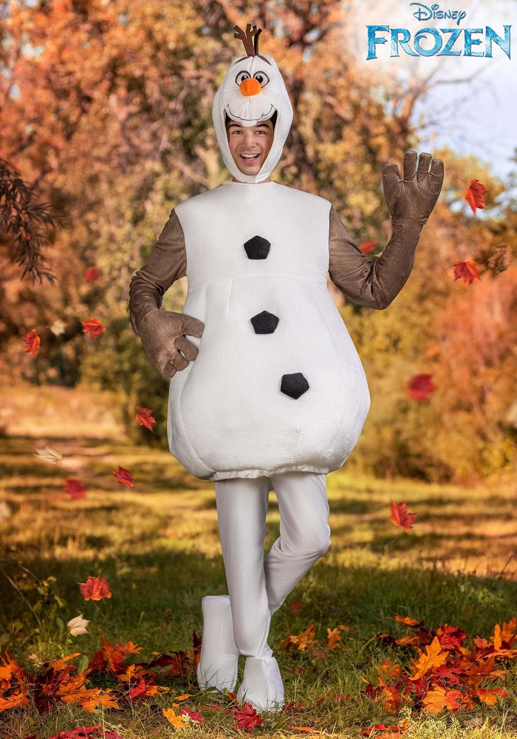 Adult Disney Frozen Olaf Halloween Costume for Men and Women | Body Piece with Leggings, Headpiece, Hand and Shoe Covers