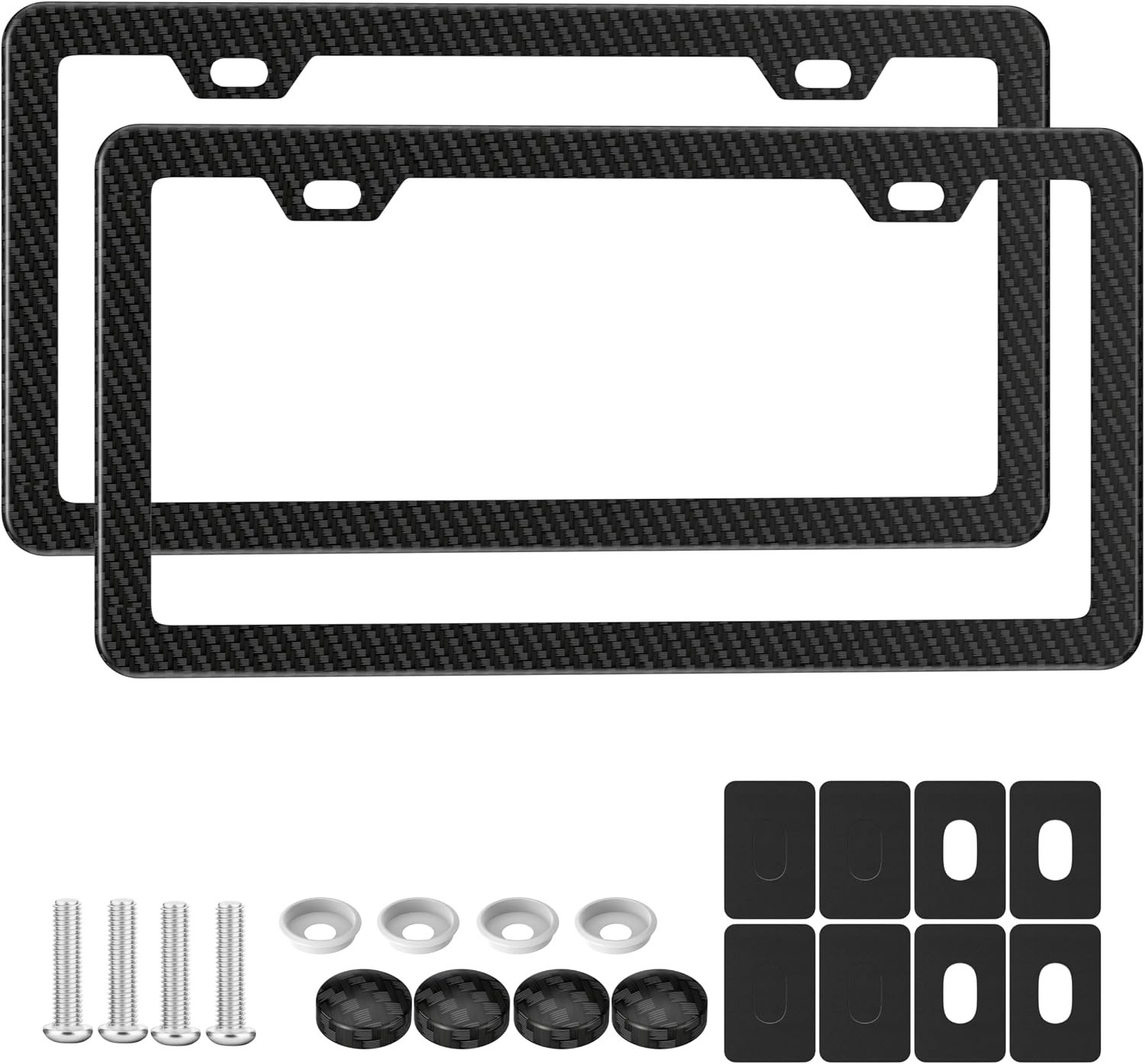 Carbon Fiber License Plate Frame 2 Pack, Slim Car Tag Holder 2 Holes