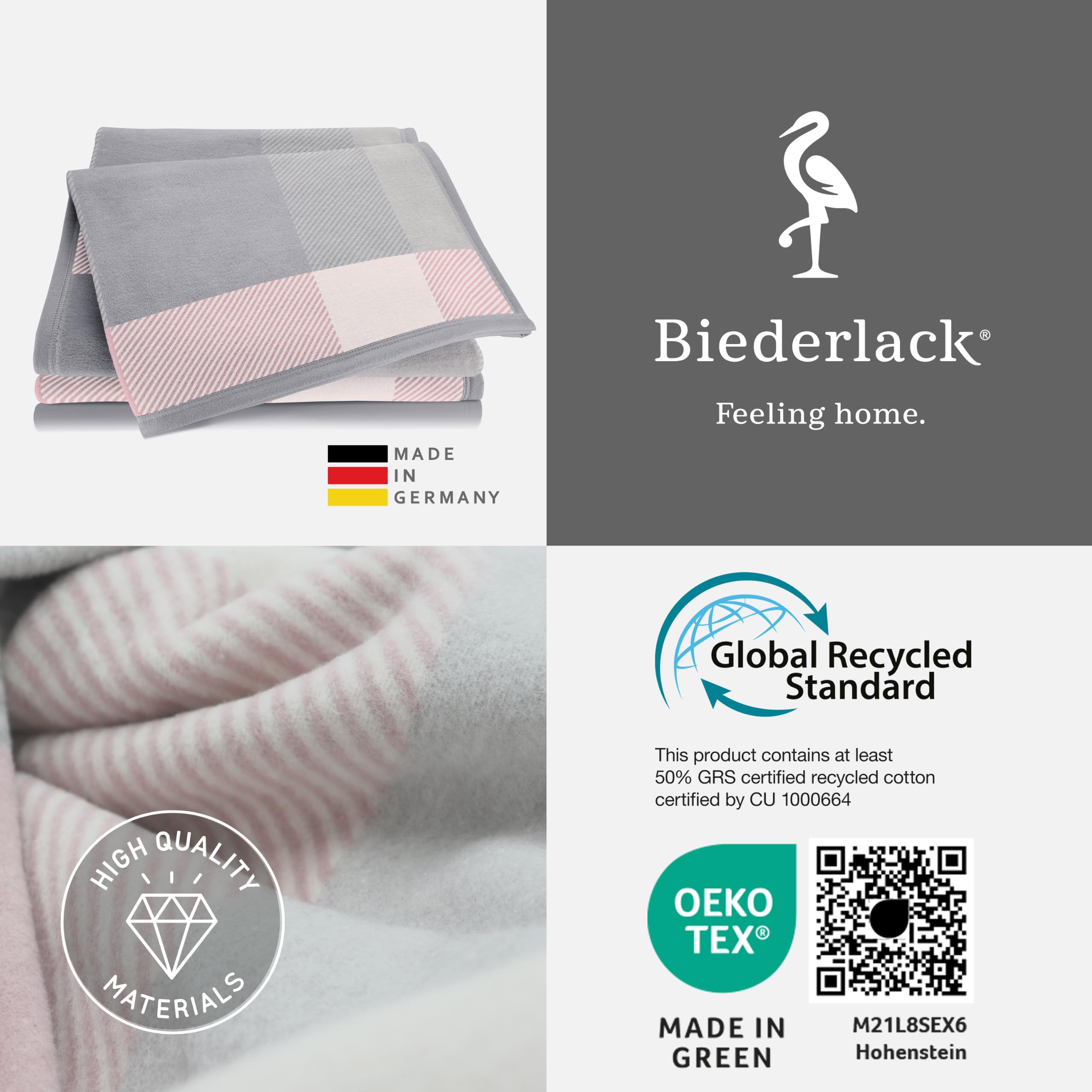 biederlack® weiche Kuscheldecke Check Rosé, Sofa-Decke in 150x200 cm