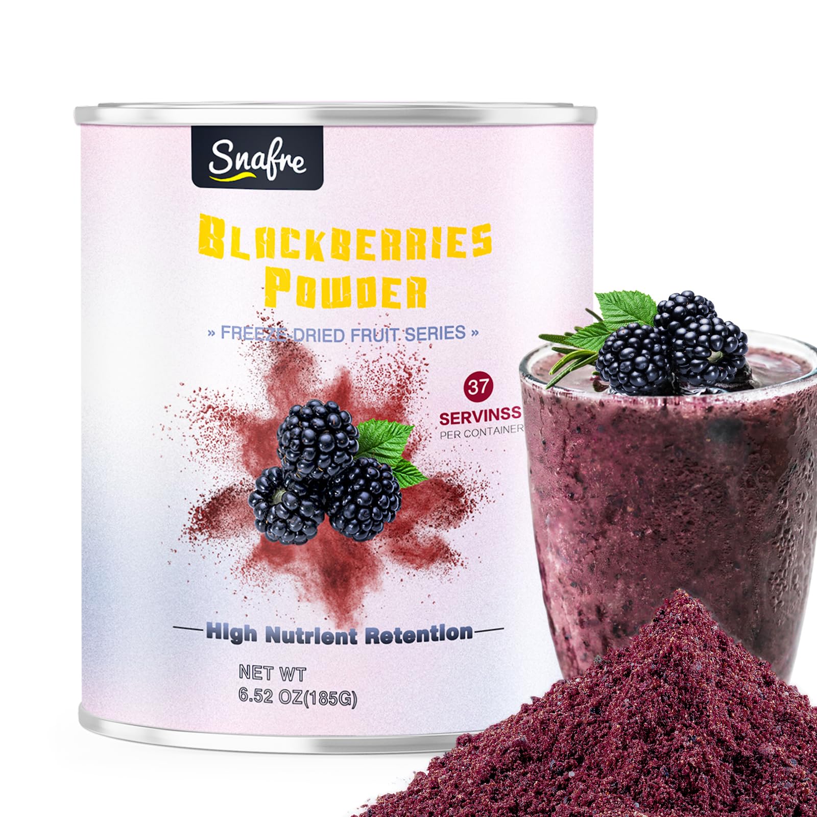 Black-berry Powder Black Raspberry Powder, Frozen Blackberries Powde-r, de-r, 6.52OZ/185G No Sugar or Added, For Baking, Dressing, Smoothies, Beverages, Cereals, Yogurt