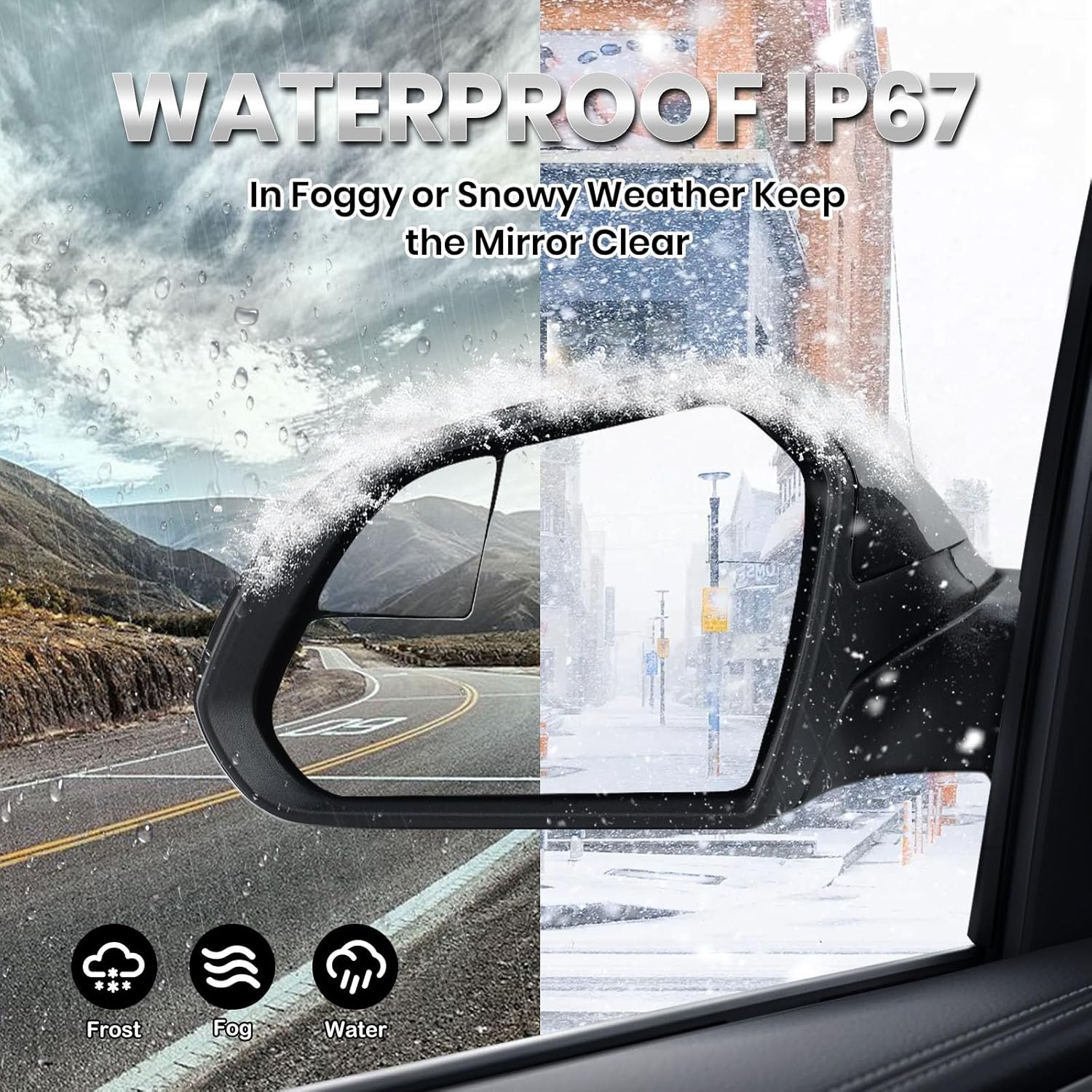Left Driver Side Mirror Compatible with Hyundai Sonata 2015 2016 2017 2018 2019 Power Glass Manual Folding Heated with Blind Spot Detection 5 Pins Replace HY1320203 | 87610-C2000 (Black)