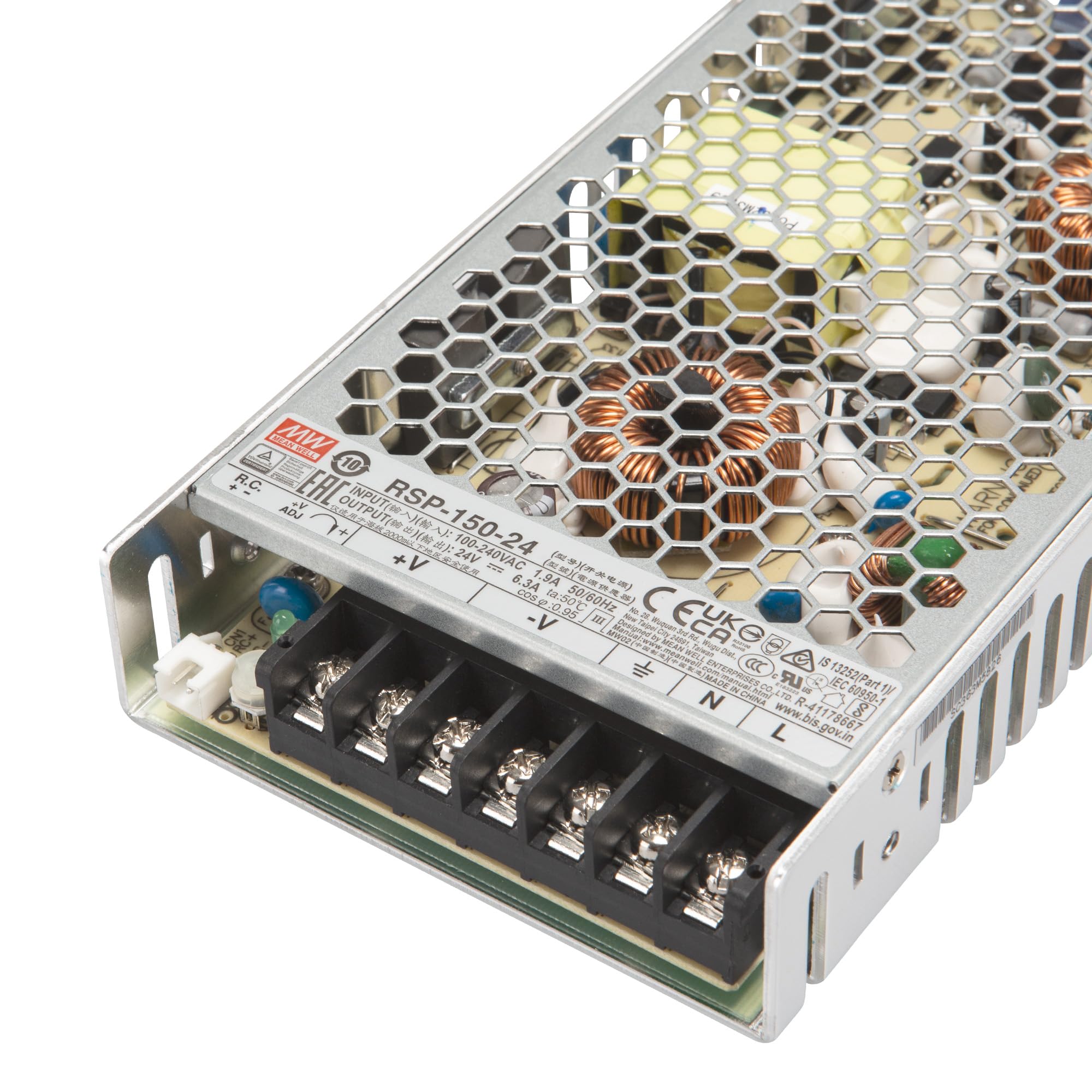 Mean Well RSP-150-24 - Fuente de alimentación (6,3 A, 151 W, 24 V, CC), Color Blanco