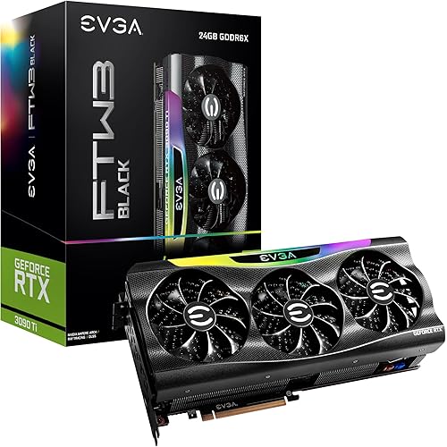 EVGA GeForce RTX 3090 Ti FTW3 Black Gaming, 24G-P5-4981-KR, 24GB GDDR6X, iCX3, ARGB LED, Backplate, Free eLeash