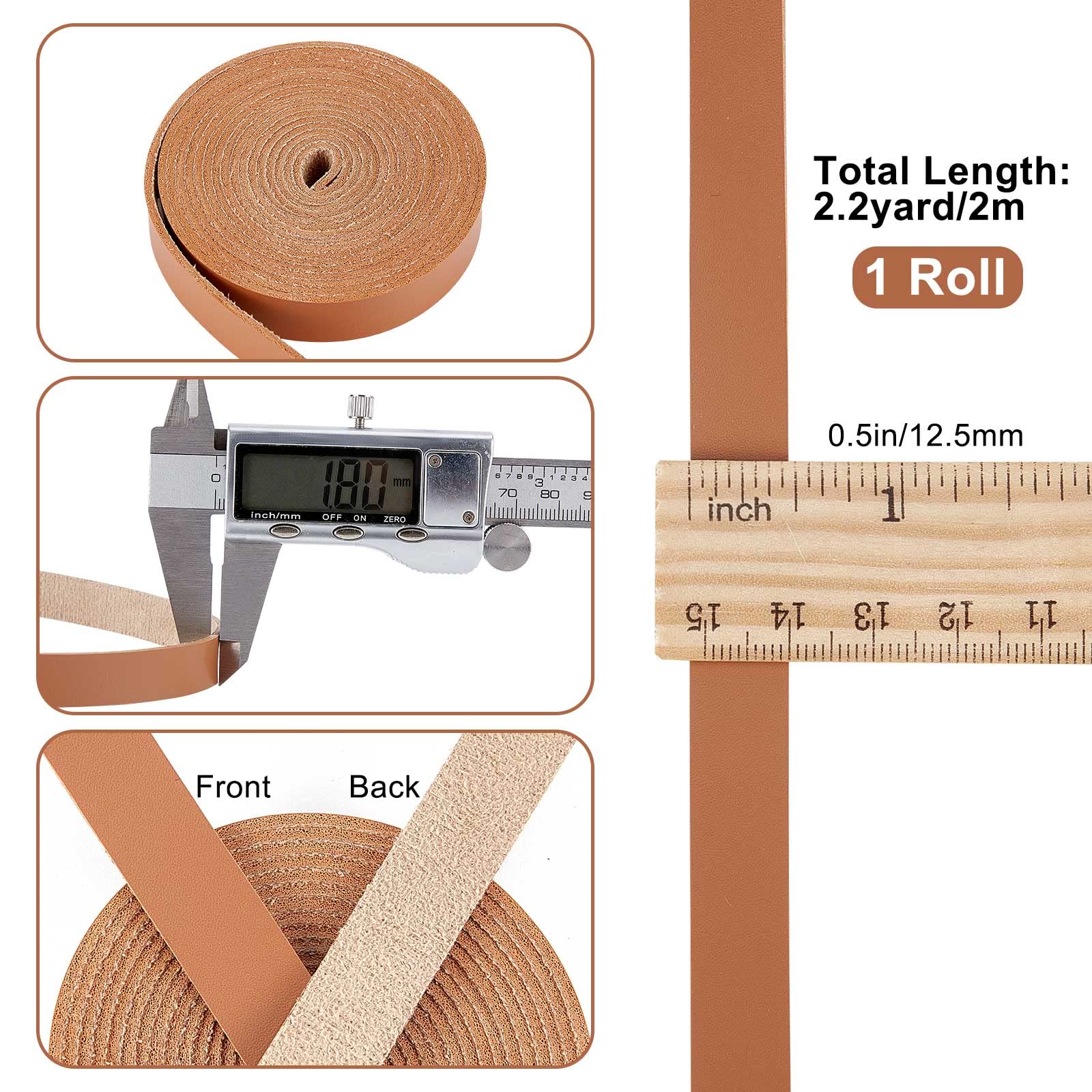 GORGECRAFT 2m*12.5mm*1.2mm Cordon Plat En Cuir Pleine Fleur Bandes Simple Face En Simili Cuir Sangle Fils Corde Pour Bricolage Artisanat Fabrication De Bijoux Boot Lace Outillage Atelier,Chameau