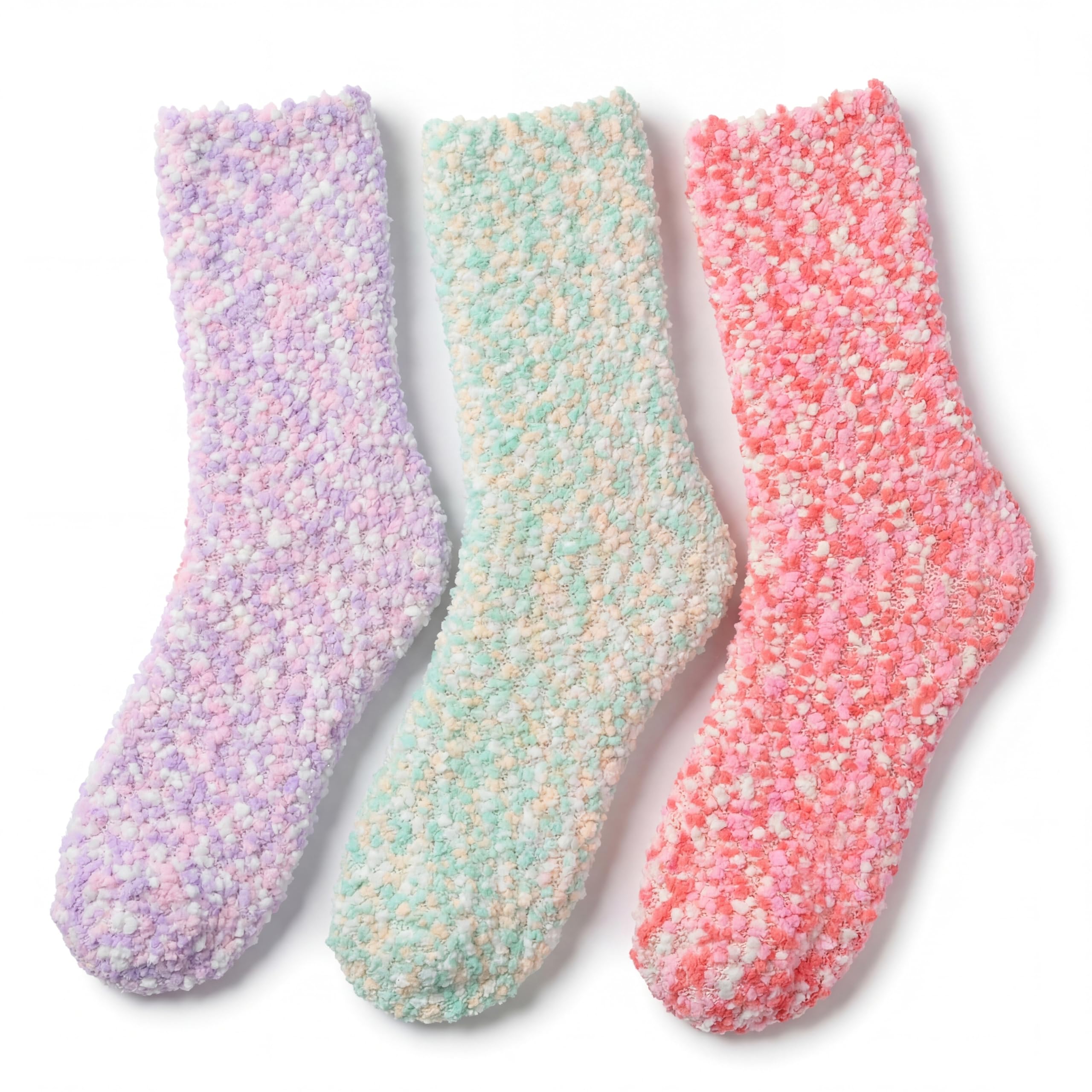 Tipi Toe Womens Fuzzy Crew Socks with Anti Slip Grips Warm Cozy Fluffy Winter Slipper Socks Non Skid Home Socks for Women