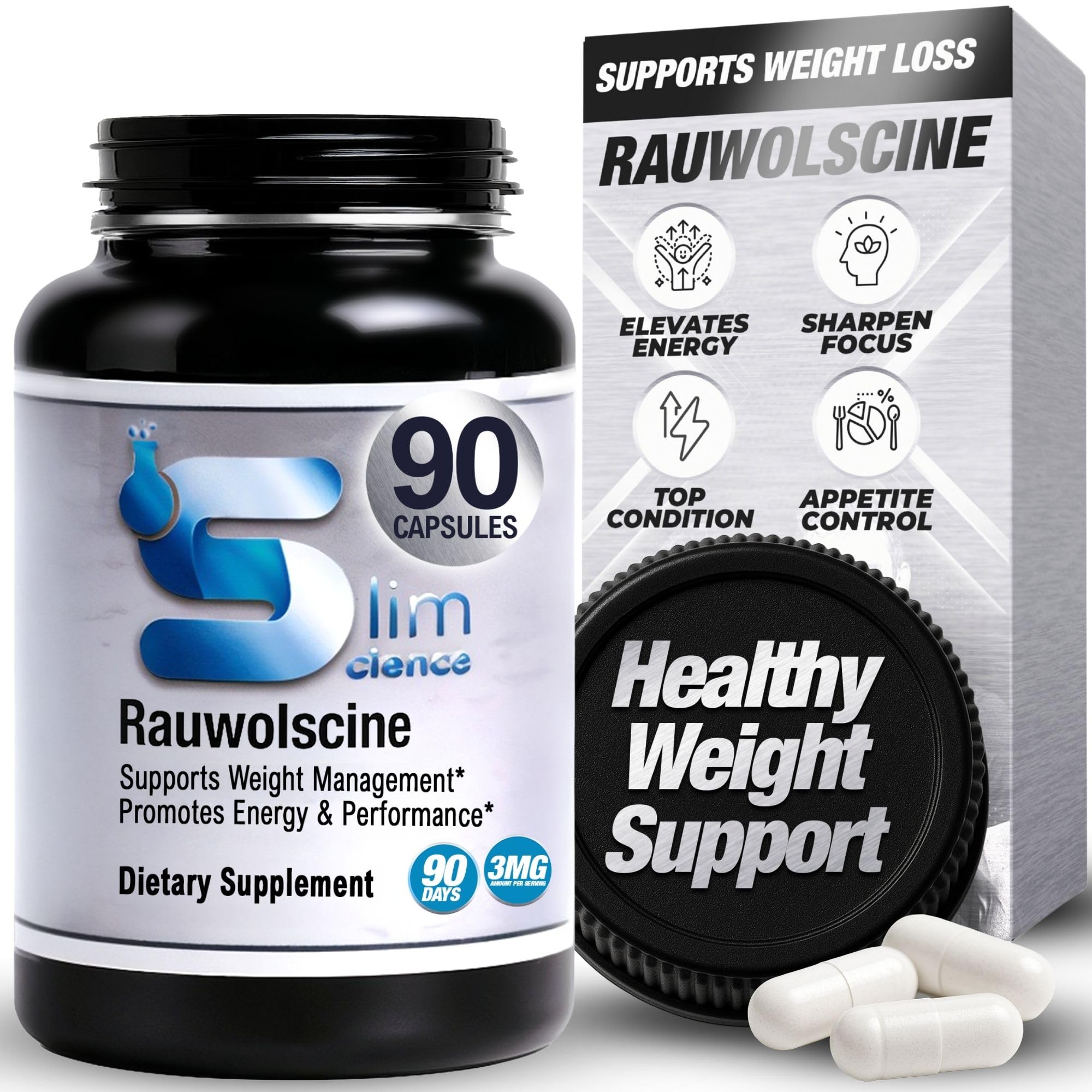 Rauwolscine Yohimbine HCL Dietary Supplement - 3mg Per Capsule, 90 Capsules Once a Day | Supports Energy, Focus, Performance and Healthy Metabolism
