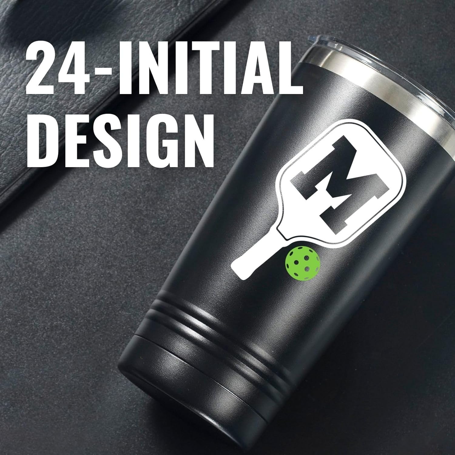 Onebttl Personalized Pickleball Gifts, Pickleball Accessories, Initial Birthday Gifts, Insulated 20oz Stainless Steel Travel Tumbler with Straw and Lid (Initial J) - Image 3