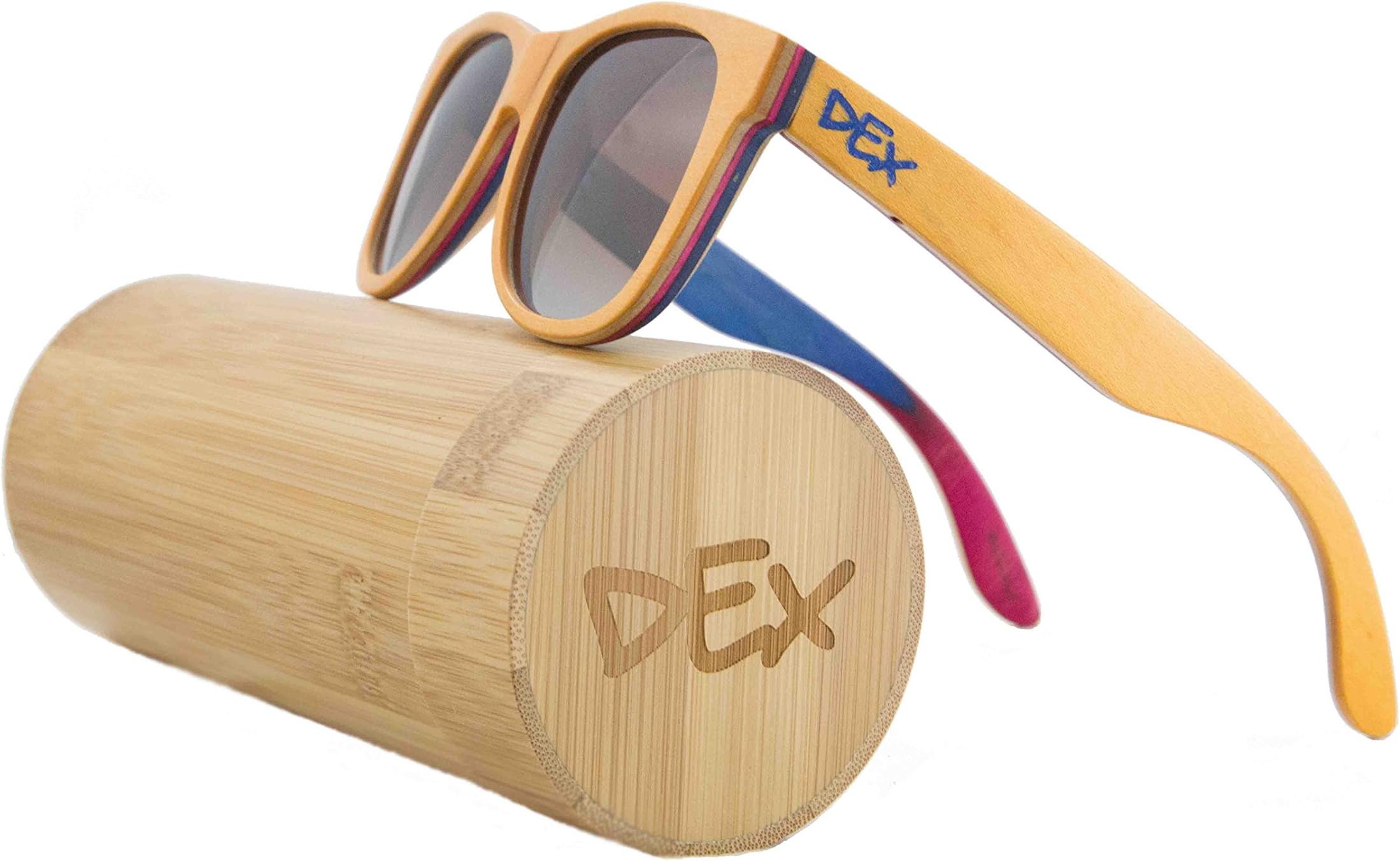 DEX Polarized Skateboard Wood Sunglasses That Float! Wayfarer, Handmade, Sustainably Produced