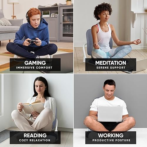 Miniatura 7 de Fabricado en Corea Silla ergonómica de suelo con respaldo doble con soporte para el respaldo, silla de meditación, silla de juegos de suelo, silla