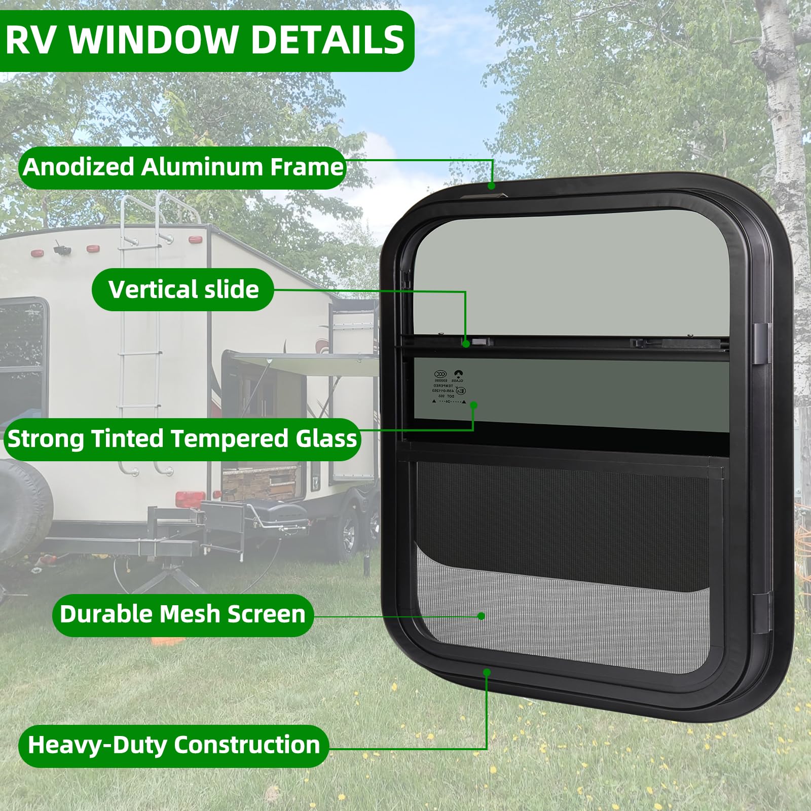 Snapklik.com : RV Window For Trailer Camper,Vertical Sliding ...