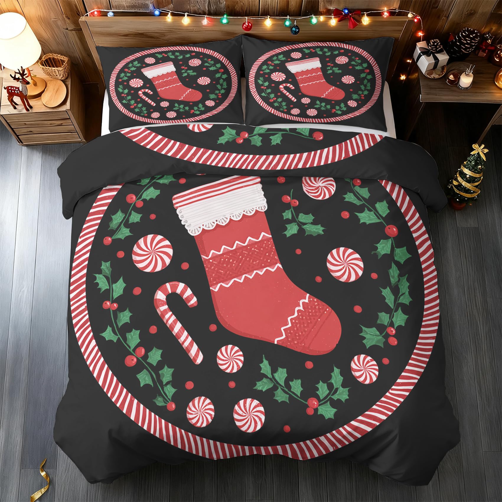 Housse de couette 220x240 réversible pour réveillon de Noël douillet