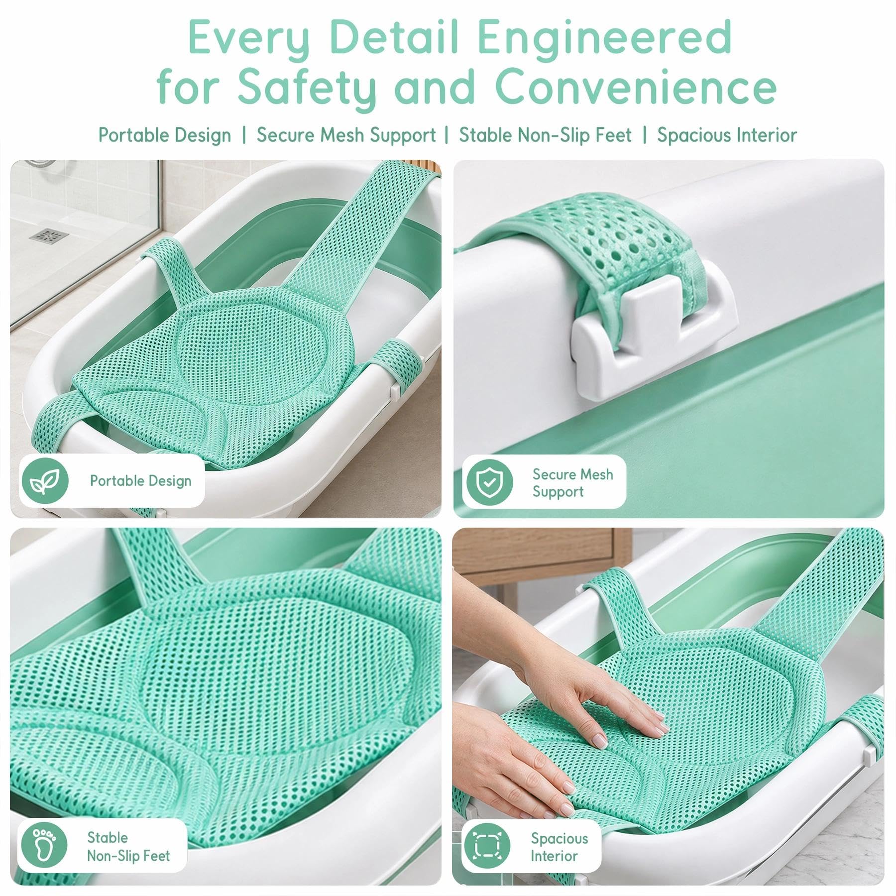 Cojín de Baño para Bebés y Recién Nacidos - Asiento de Bañera con Red de Seguridad