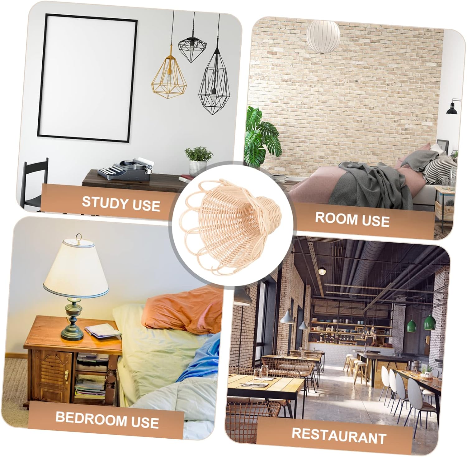 Garneck Rattan Chandelier Shades Wicker Lampshade for Living Room Elegant Decorative