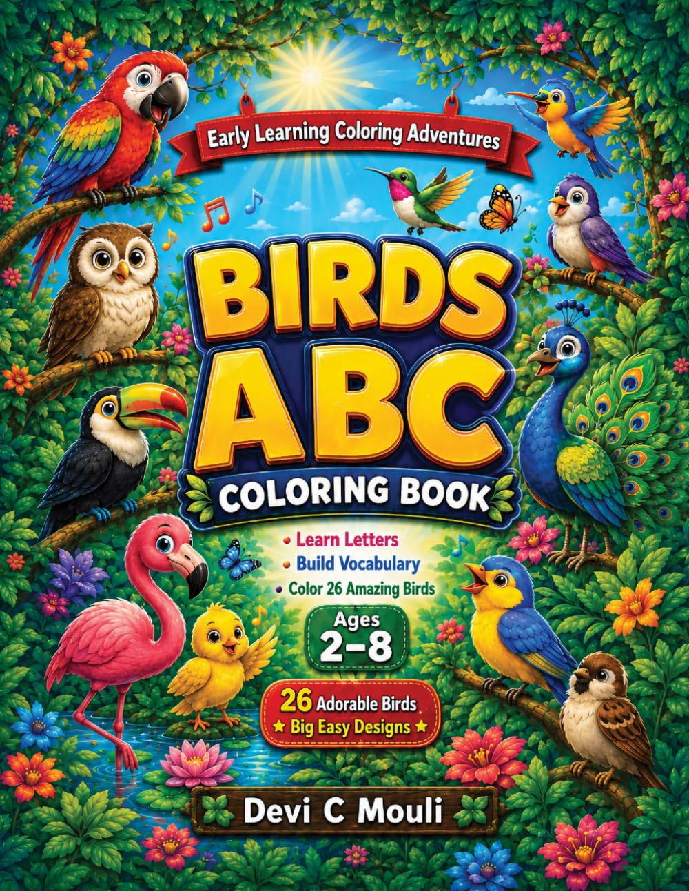 Birds ABC Coloring Book for Kids Ages 2 and Up: Learn the Alphabet with Colorful Birds — Parrots, Owls, Eagles & More! Great for Preschool & Kindergarten