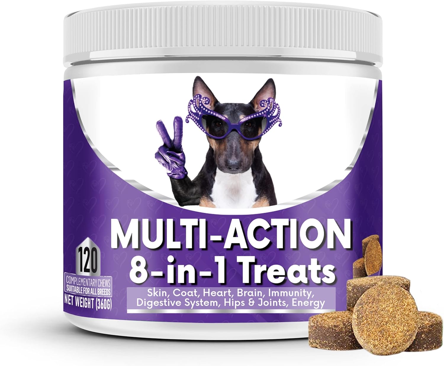 NutriPaw 8-in-1 Multi-Vitamin Treats For Dogs – Brain, Heart, Skin, Coat, Immunity, Digestion, Joints & Energy – Perfect for Small, Medium and Large Dogs