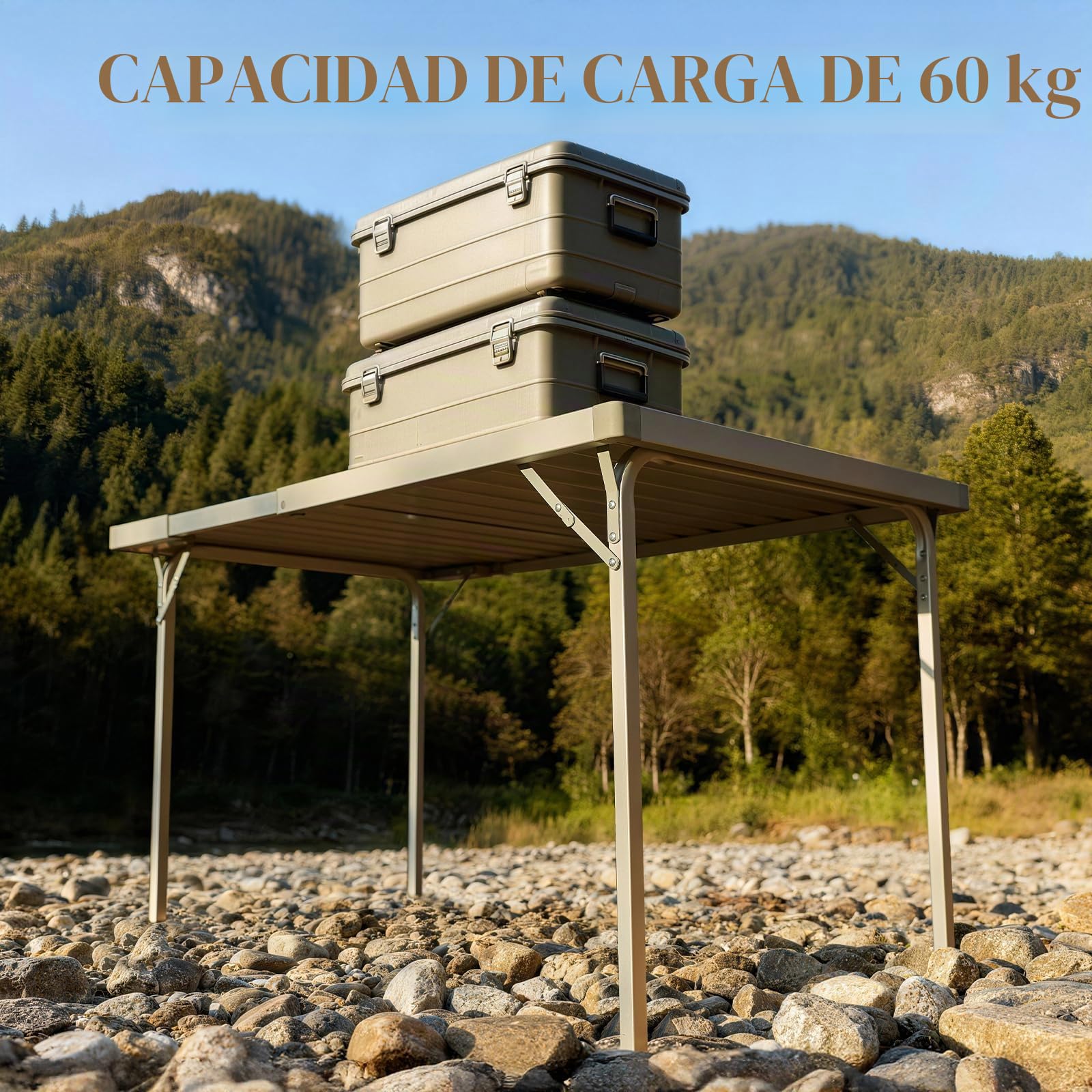 TIMBER RIDGE Mesa de camping plegable, altura ajustable, mesa plegable portátil para picnic, cocina, jardín, senderismo, viajes, 94 x 70 cm