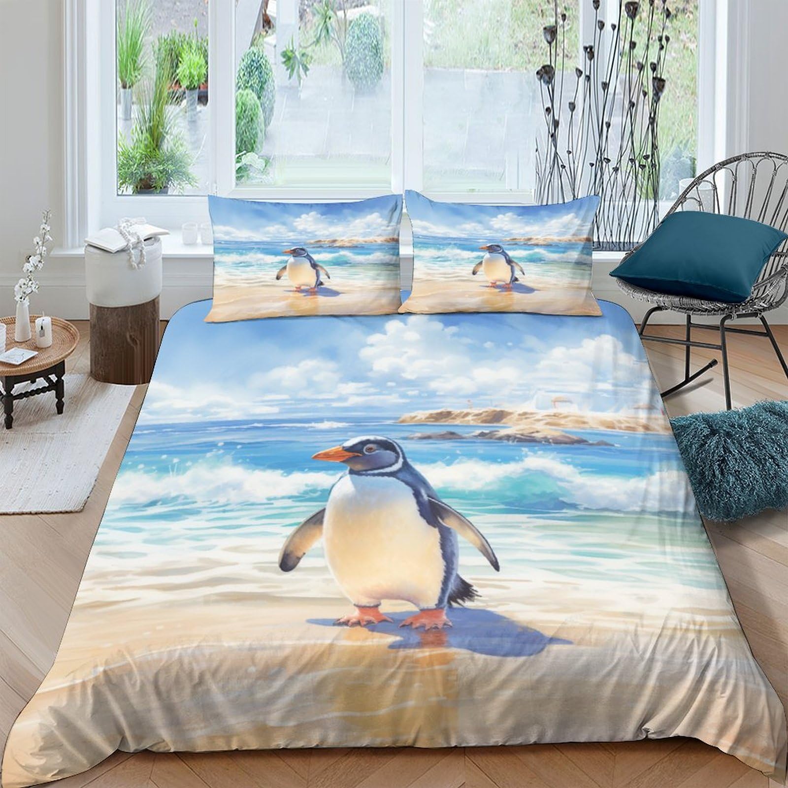 Housse de couette 220x240 pingouin pour renouveler la décoration de chambre d'un adolescent