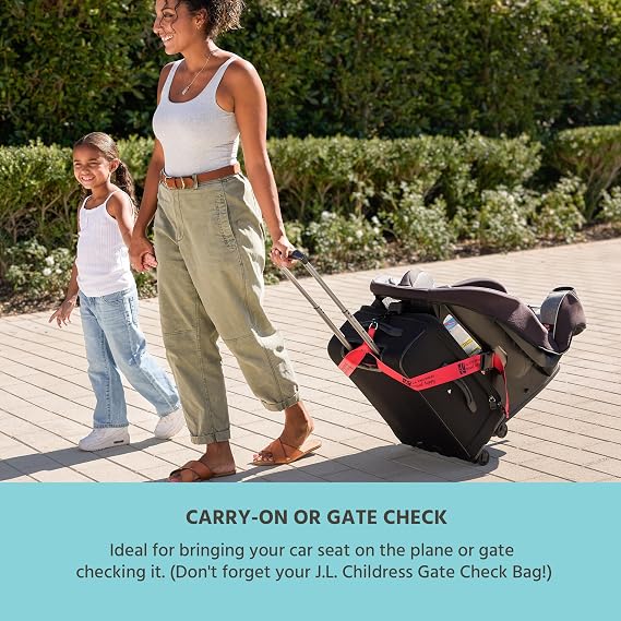 J.L. Childress Car Seat Luggage Strap, Travelt Belt for Airplane, Red