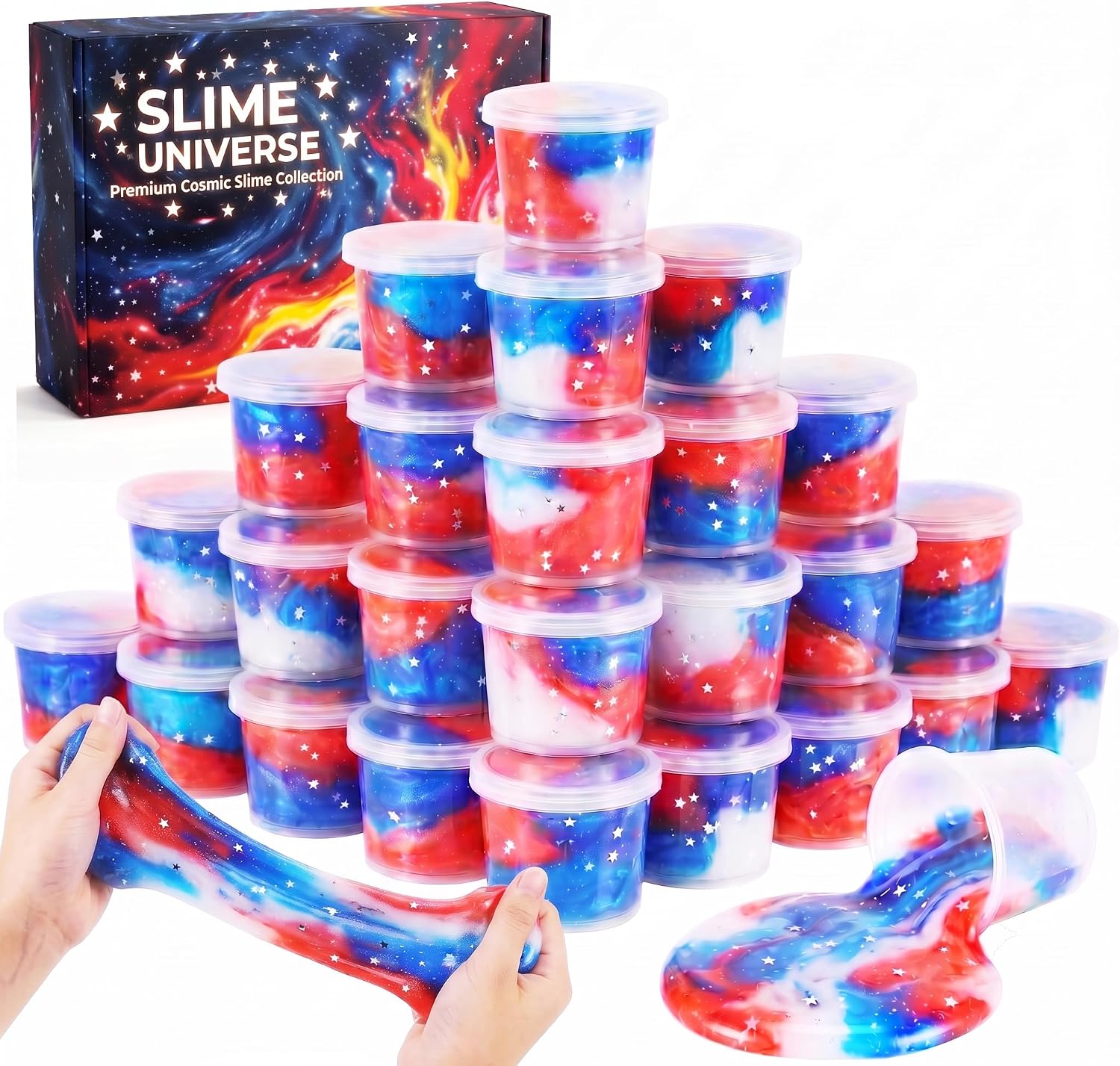 Slime Party Favors 24 Pack – Galaxy Slime Putty, Soft Stretchy Non-Sticky Stress Relief Toy for Kids, Classroom Rewards, Space Birthday Favors